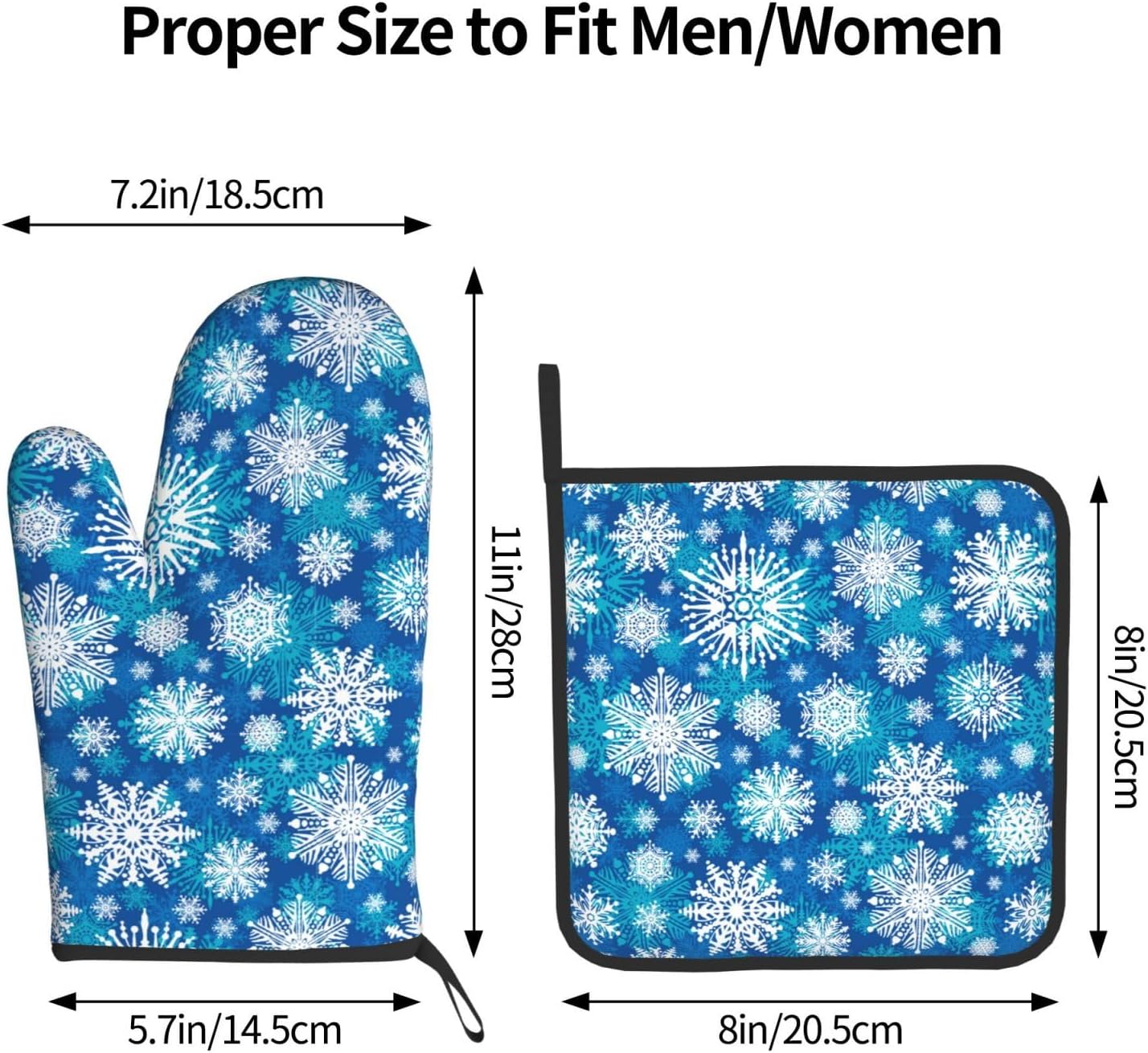Winter Snowflakes Oven Mitts and Pot Holders 2-Piece Set