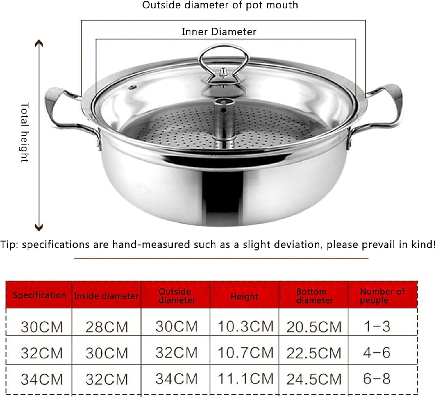 Stainless Steel Steamer with 2 Trays and Glass Lid