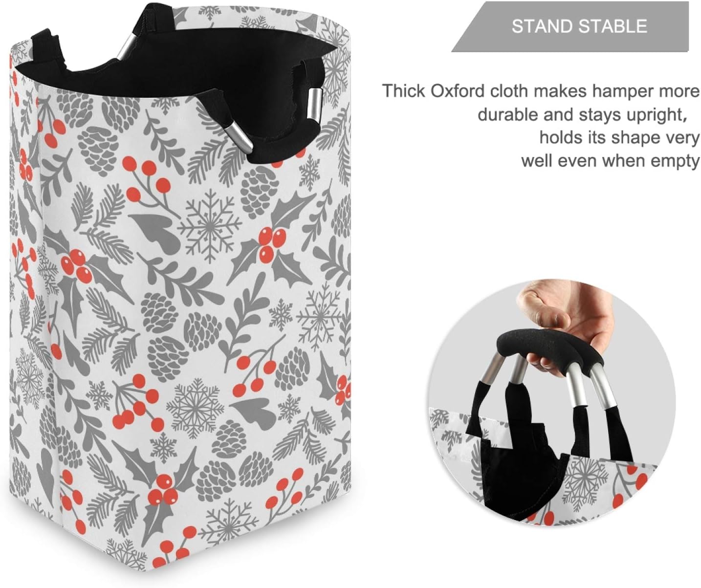SUSIYO Winter Holly Berries Collapsible Laundry Basket