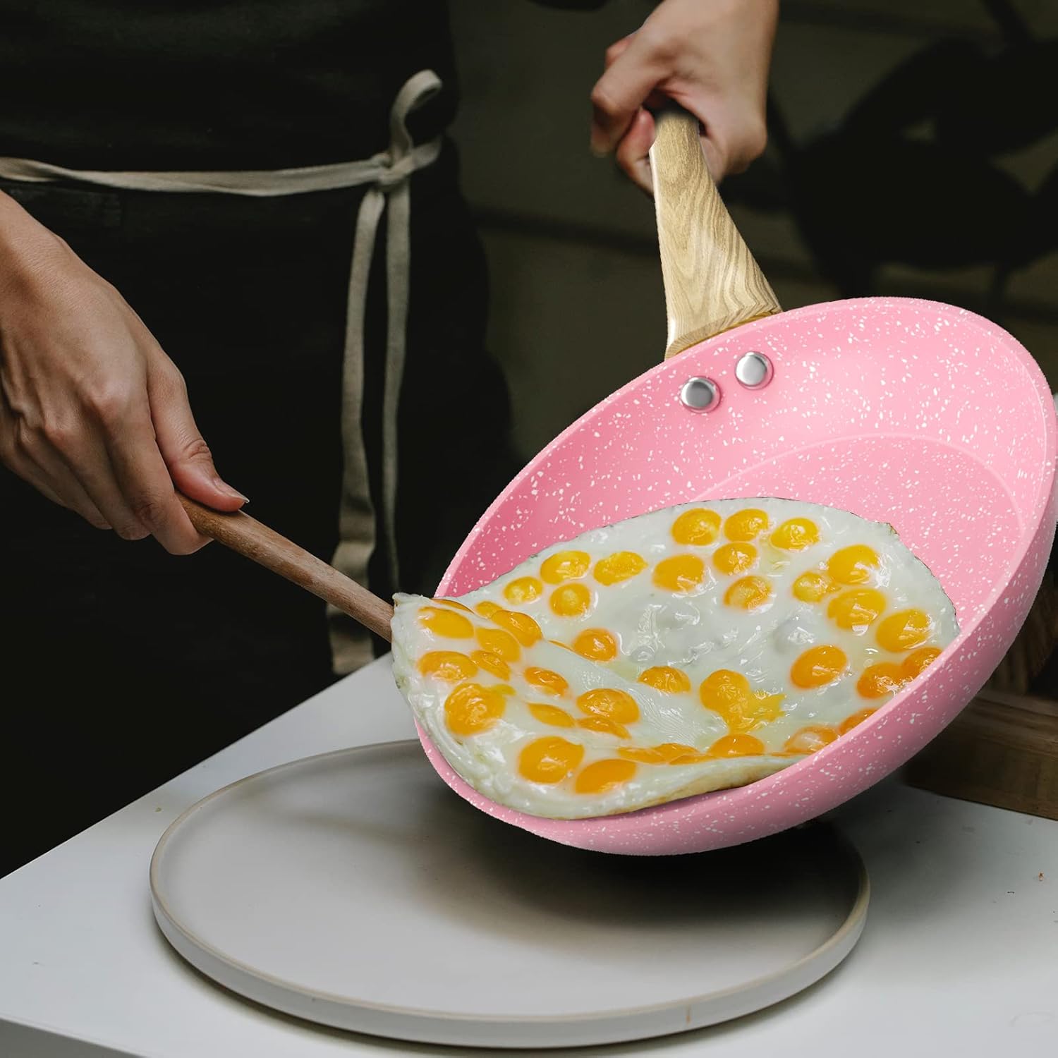 Nonstick Frying Pan 11 inch Pink Egg Pan