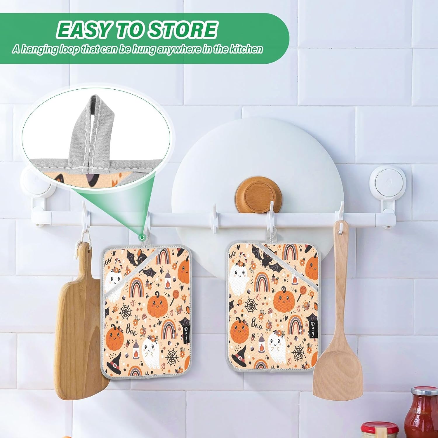 YETTASBIN Halloween Pumpkin Ghost Potholder Set 2 Pack