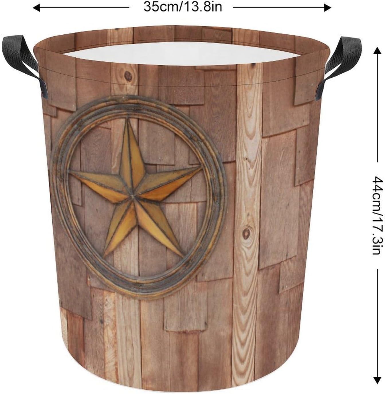 Star on Wood Wall Laundry Hamper Collapsible Storage Basket Home Kitchen Organization