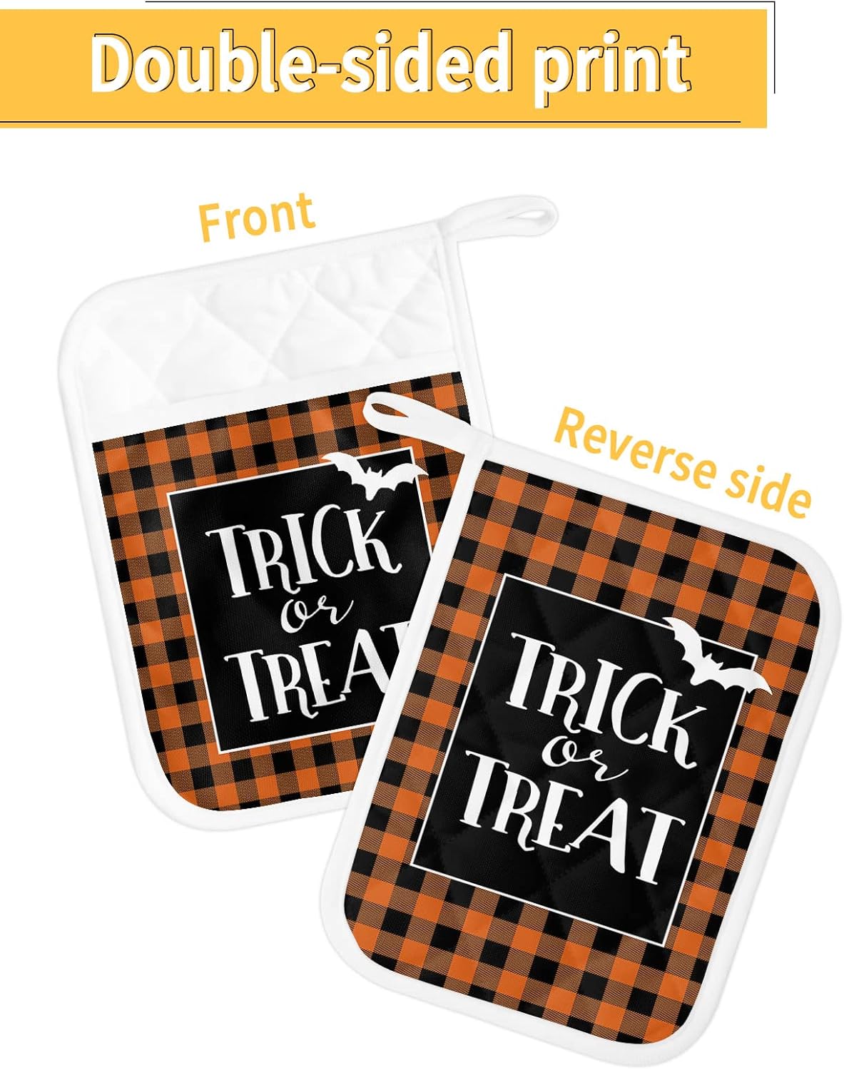 Halloween Buffalo Check Pot Holder Pads