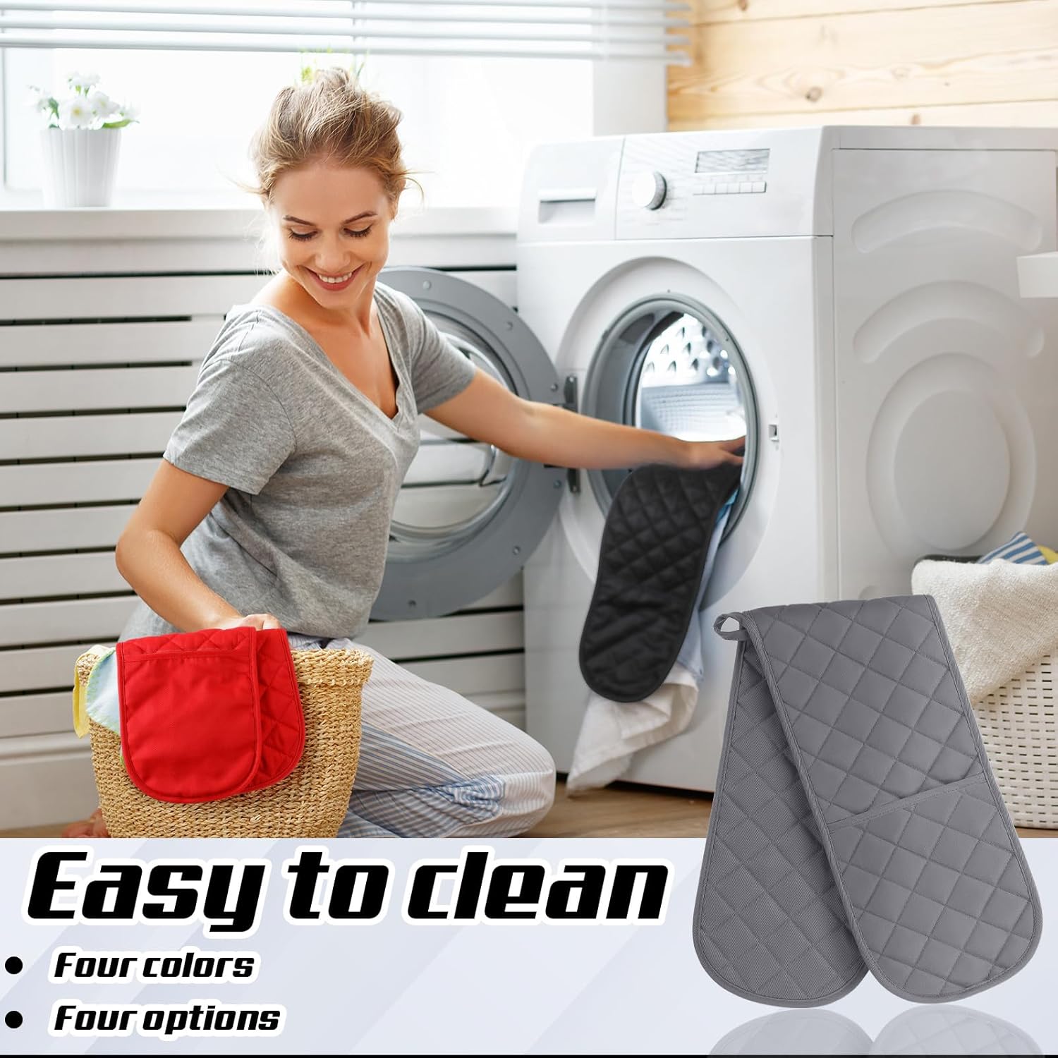 TecUnite 4-Piece Set of Heat-Resistant Oven Mitts