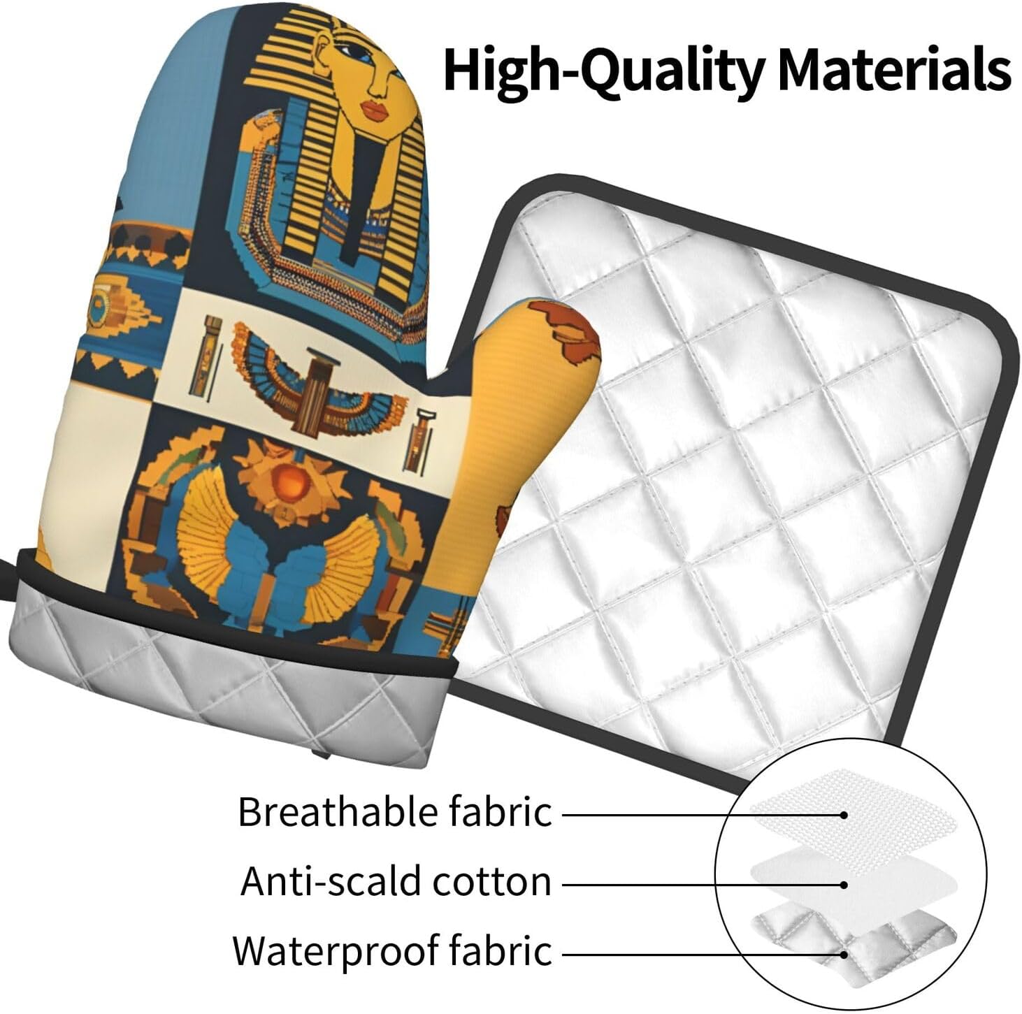QuopvnAncient Egypt Tribe Series Printed Oven Mitts and Pot Holders Set of 2