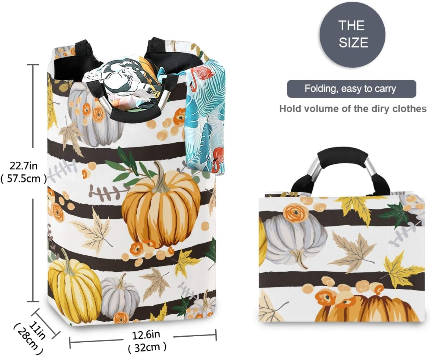 Susiyu Fall Autumn Orange Pumpkins Laundry Basket