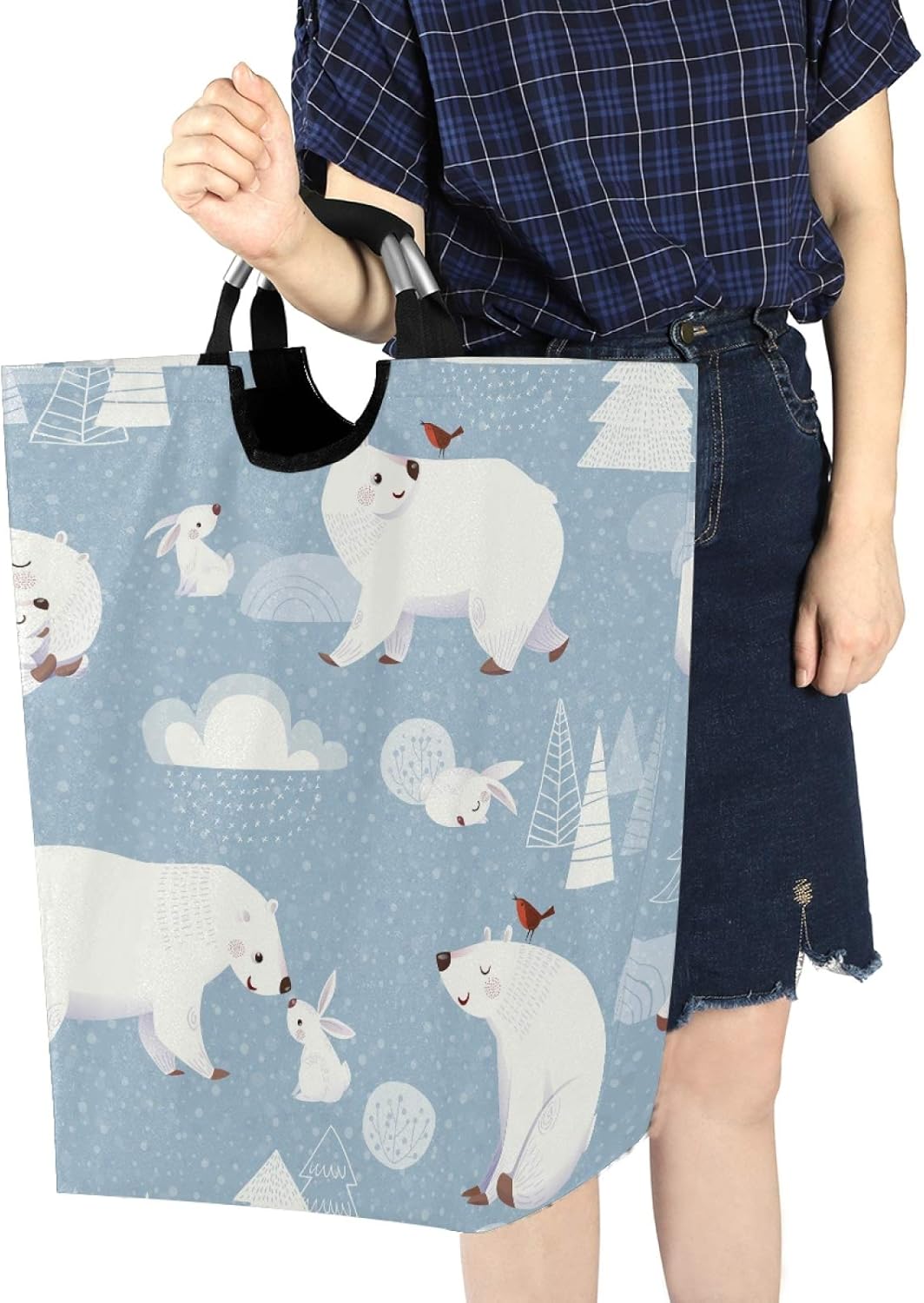 Huggable Winter Bear Folding Laundry Hamper