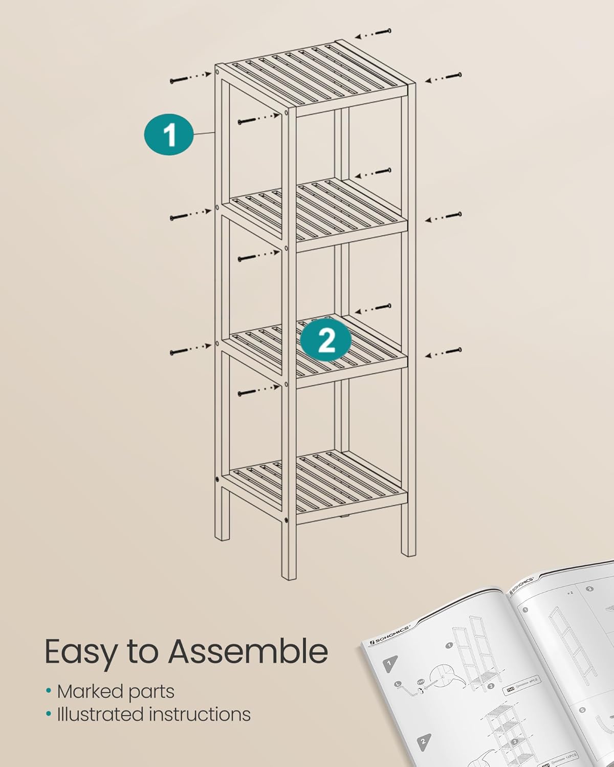 4-Tier Bamboo Storage Shelf