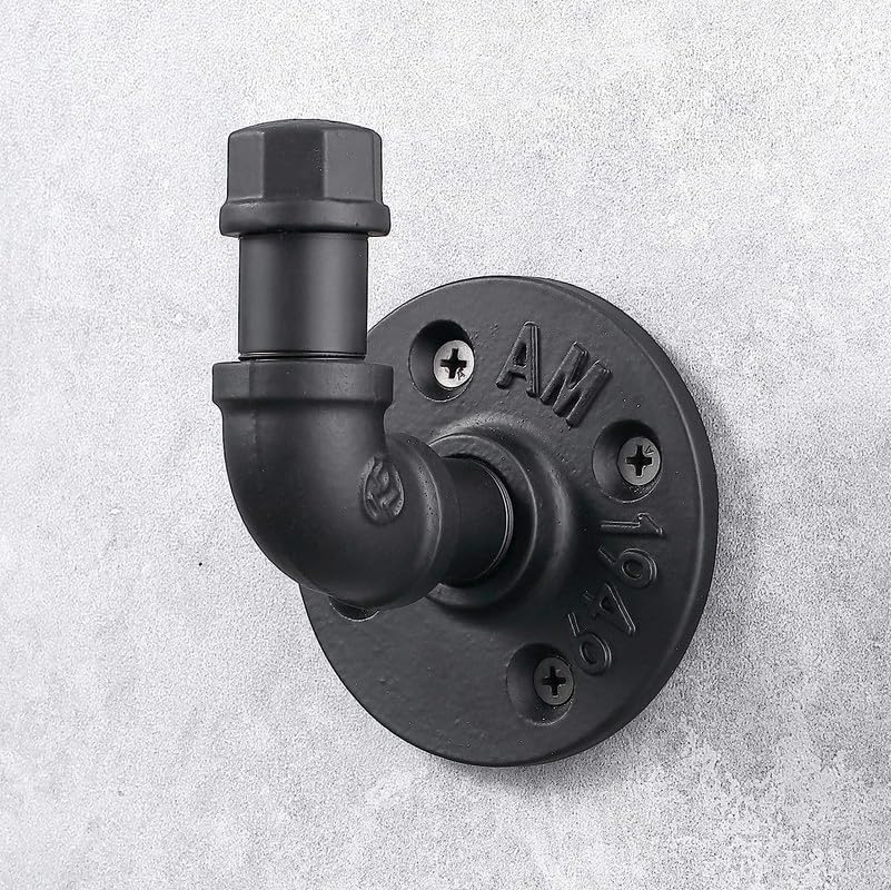 Industrial Style Metal Towel Hook Black Durable and Multi-Purpose