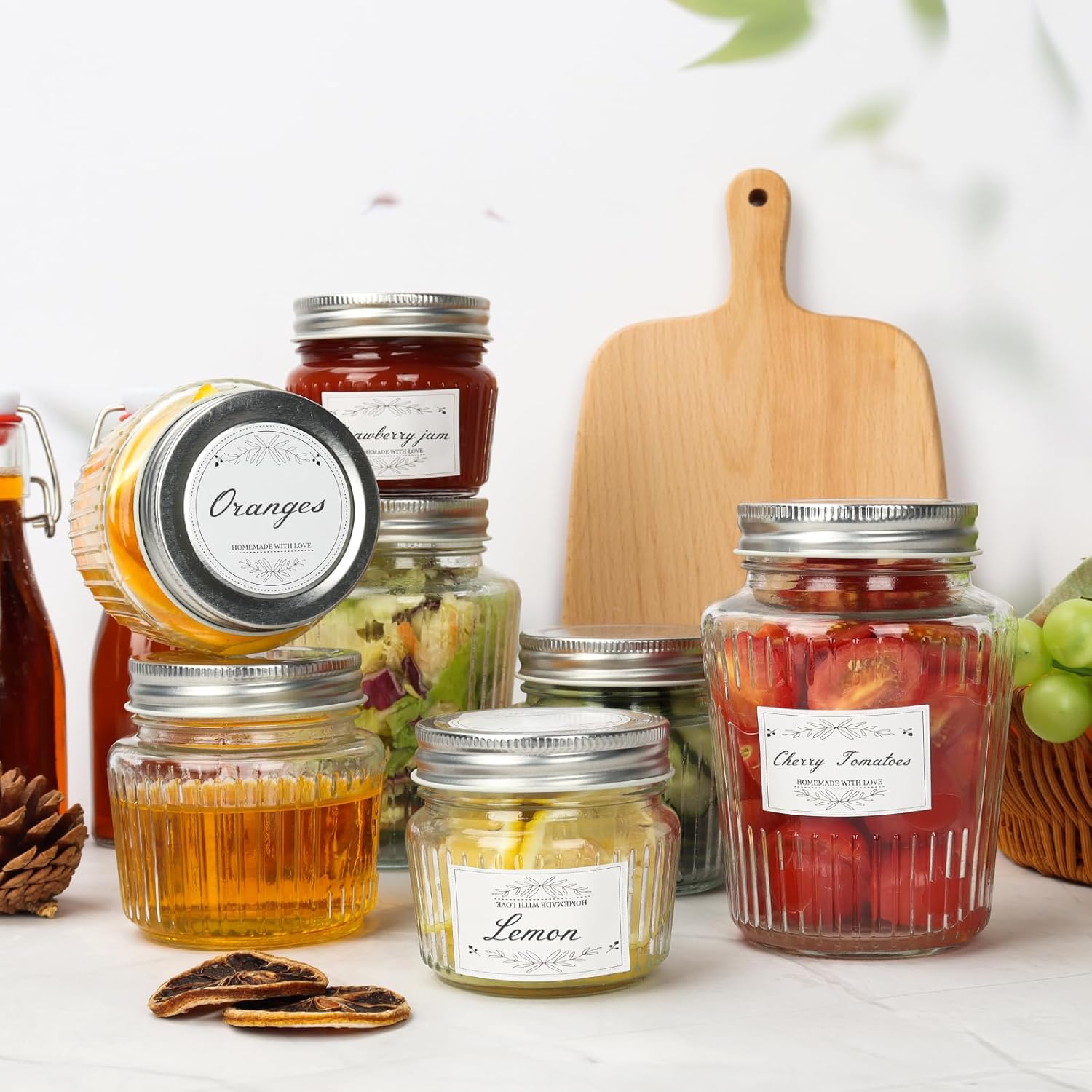 Cehomi 16 oz Glass Mason Jars with Lids - 4 Pack