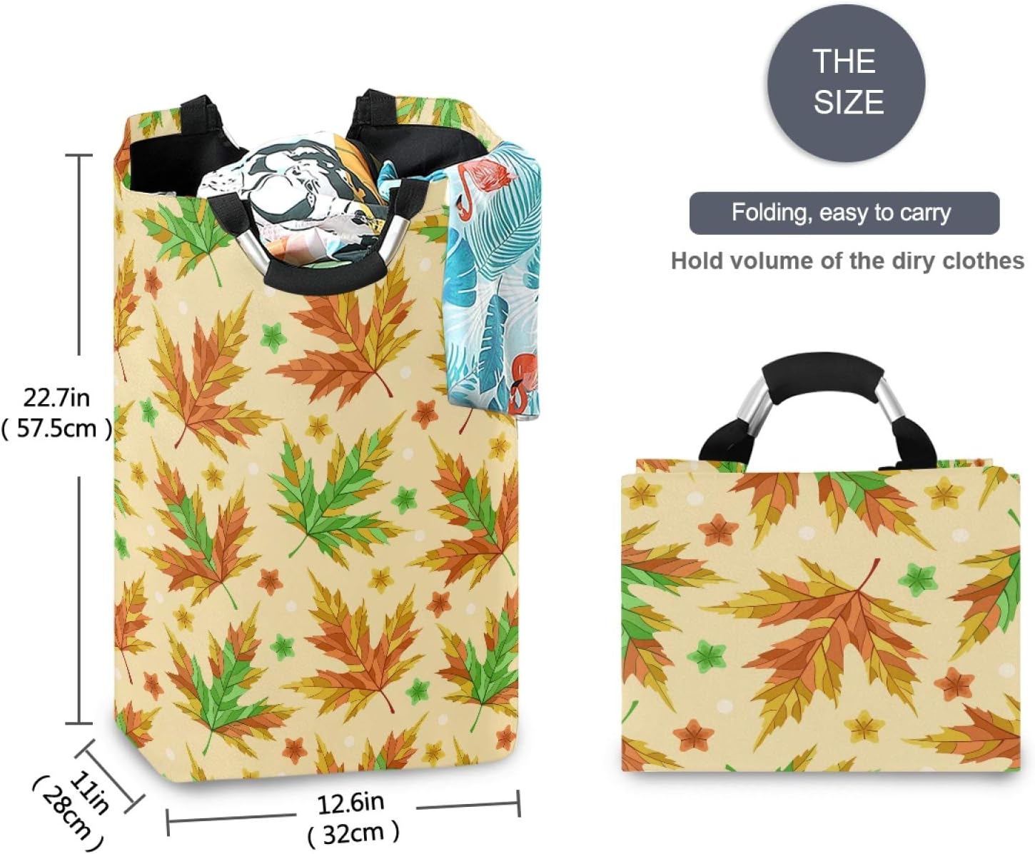 FOLDABLE AUTUMN LEAVES Laundry Basket Collapsible Hamper Family-Friendly Organizer
