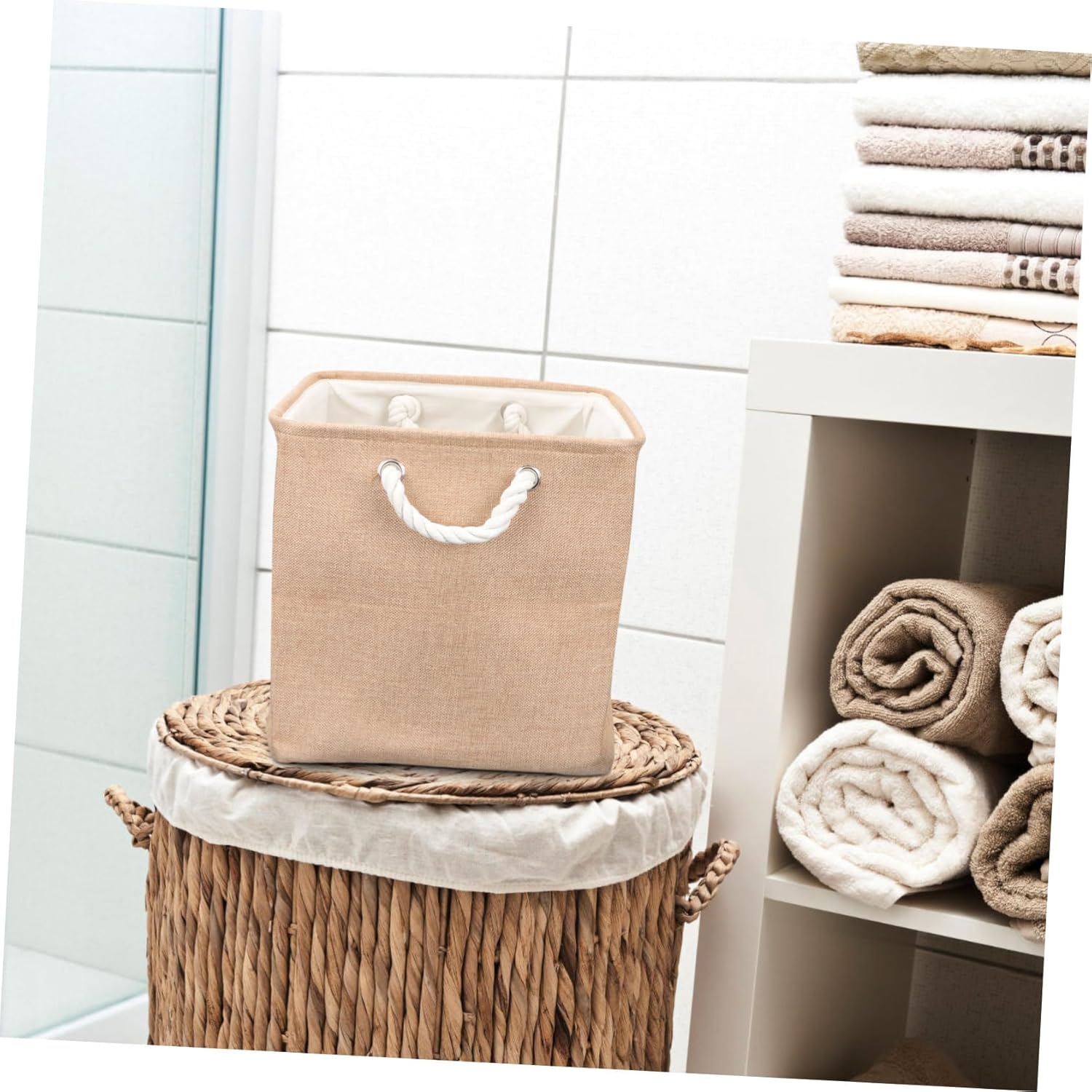 PRETYZOOM Modern Minimalist Linen Foldable Dirty Clothes Container