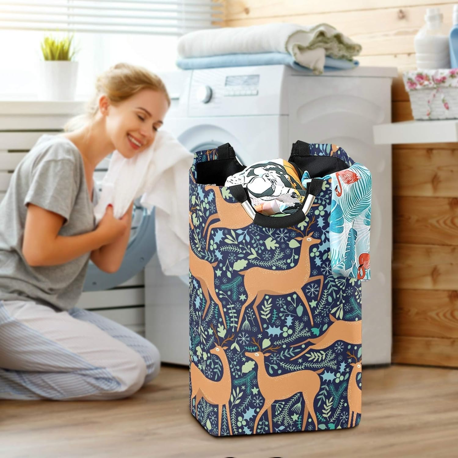 Susiyo Christmas Deer Laundry Basket