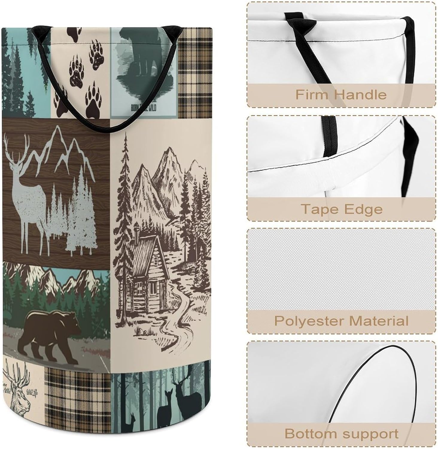 Sturdy Bear Themed Laundry Hamper for Bathroom Kitchen Living Room