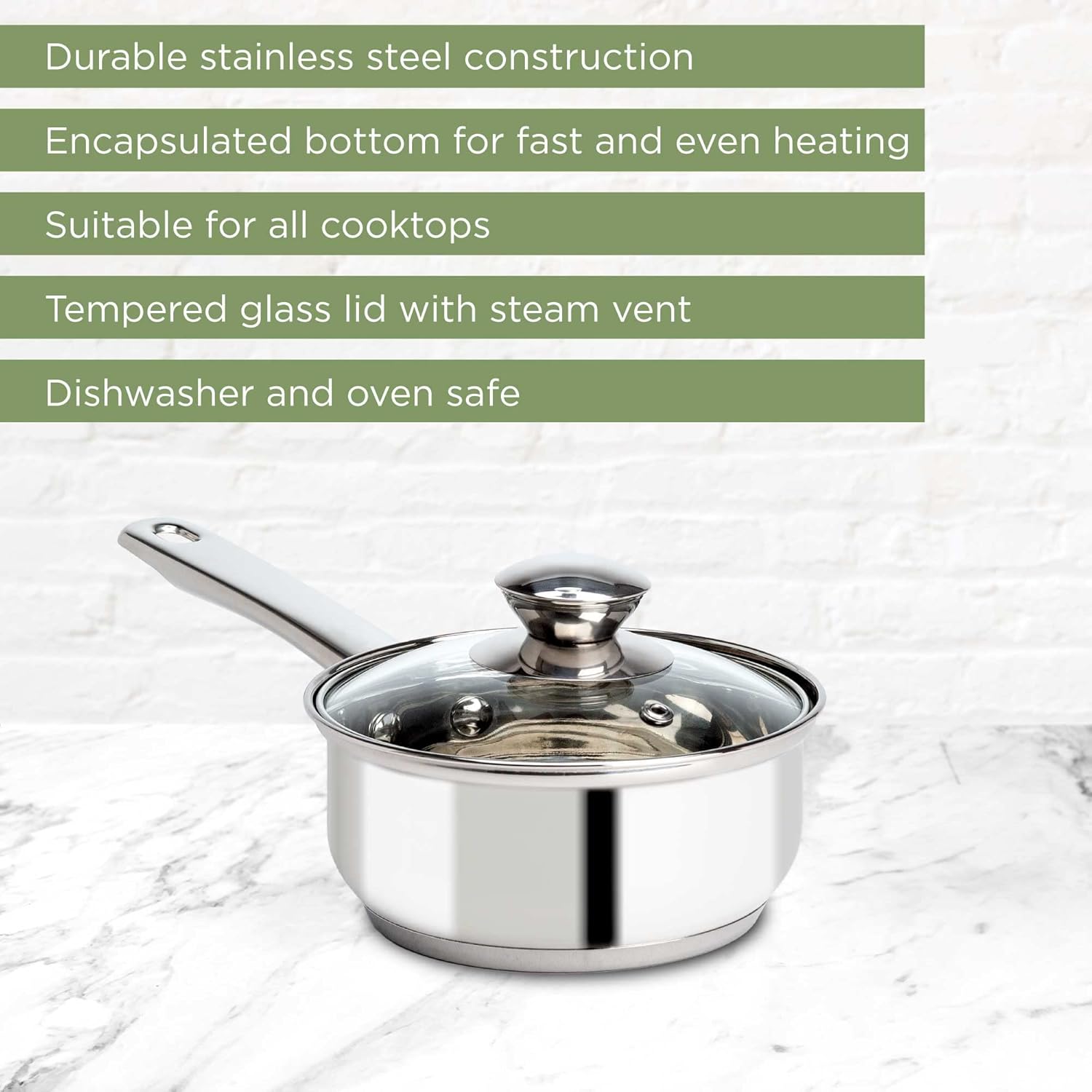 Ecolution 1-Quart Stainless Steel Saucepan Premium Cooking Excellence