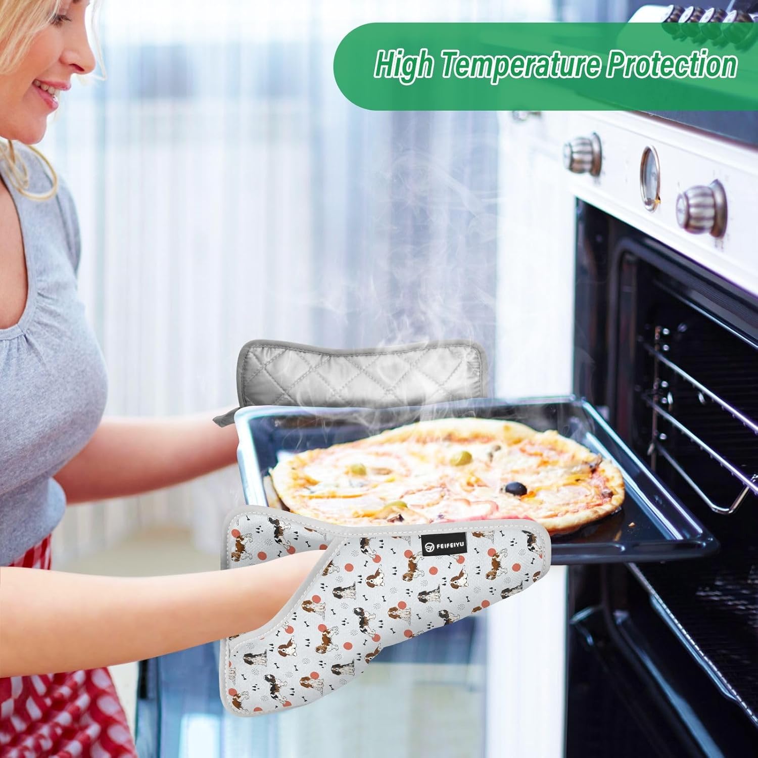 Dalzium 2-Piece Heat-Resistant Potholder Set for Cooking Baking STEMSET