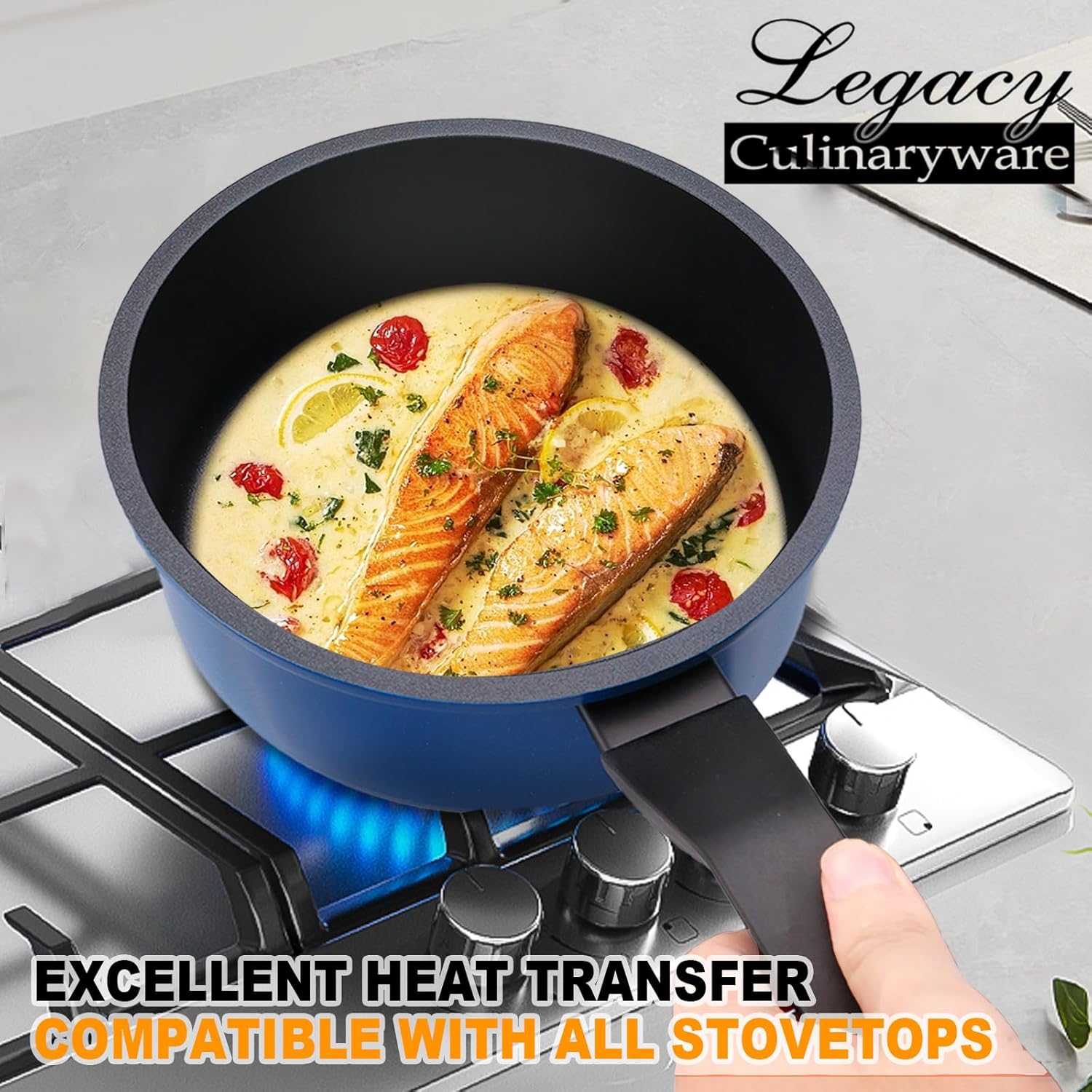 Nonstick Saucepan with Lid PFOA-Free Ergonomic Design Kitchen Essential