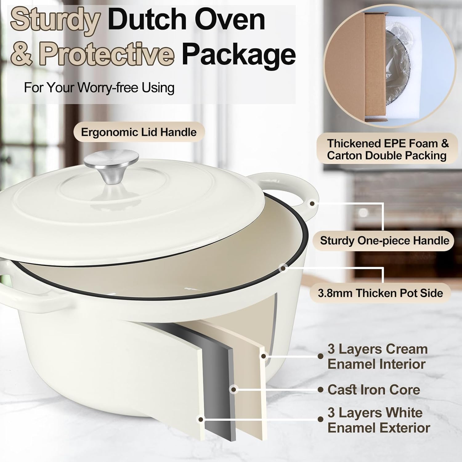 PP CHEF 7QT Enamel Dutch Oven with Lid