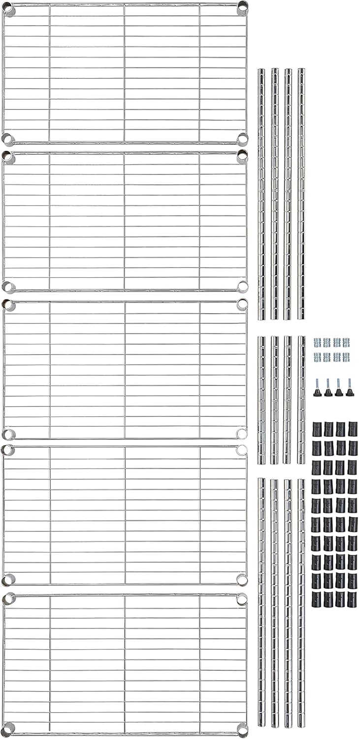 Amazon Basics 5-Shelf Steel Storage Unit 200 lb Capacity Chrome Finish