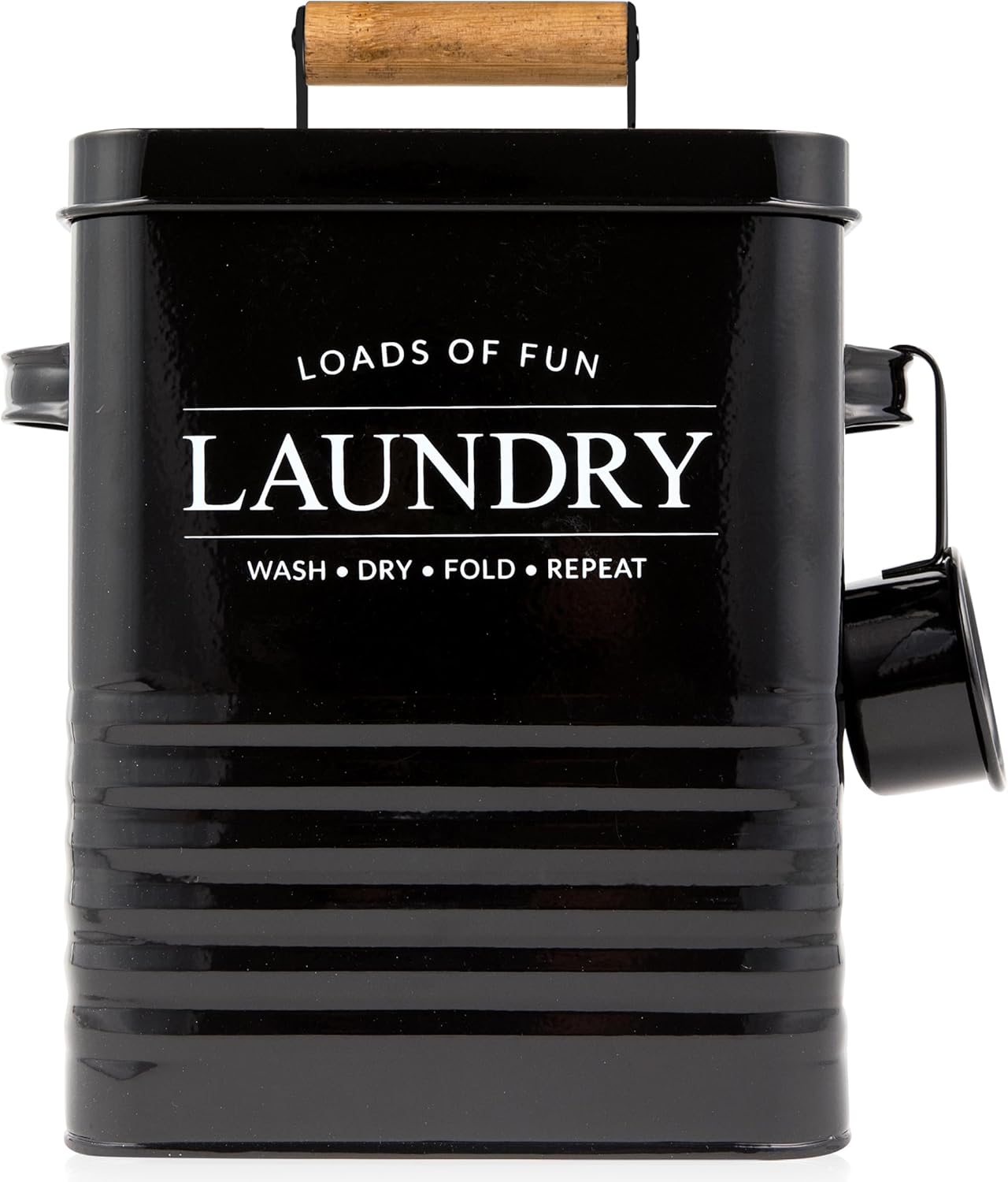 Calindiana Modern Farmhouse Laundry Soap Dispenser with Scoop and Holder Black