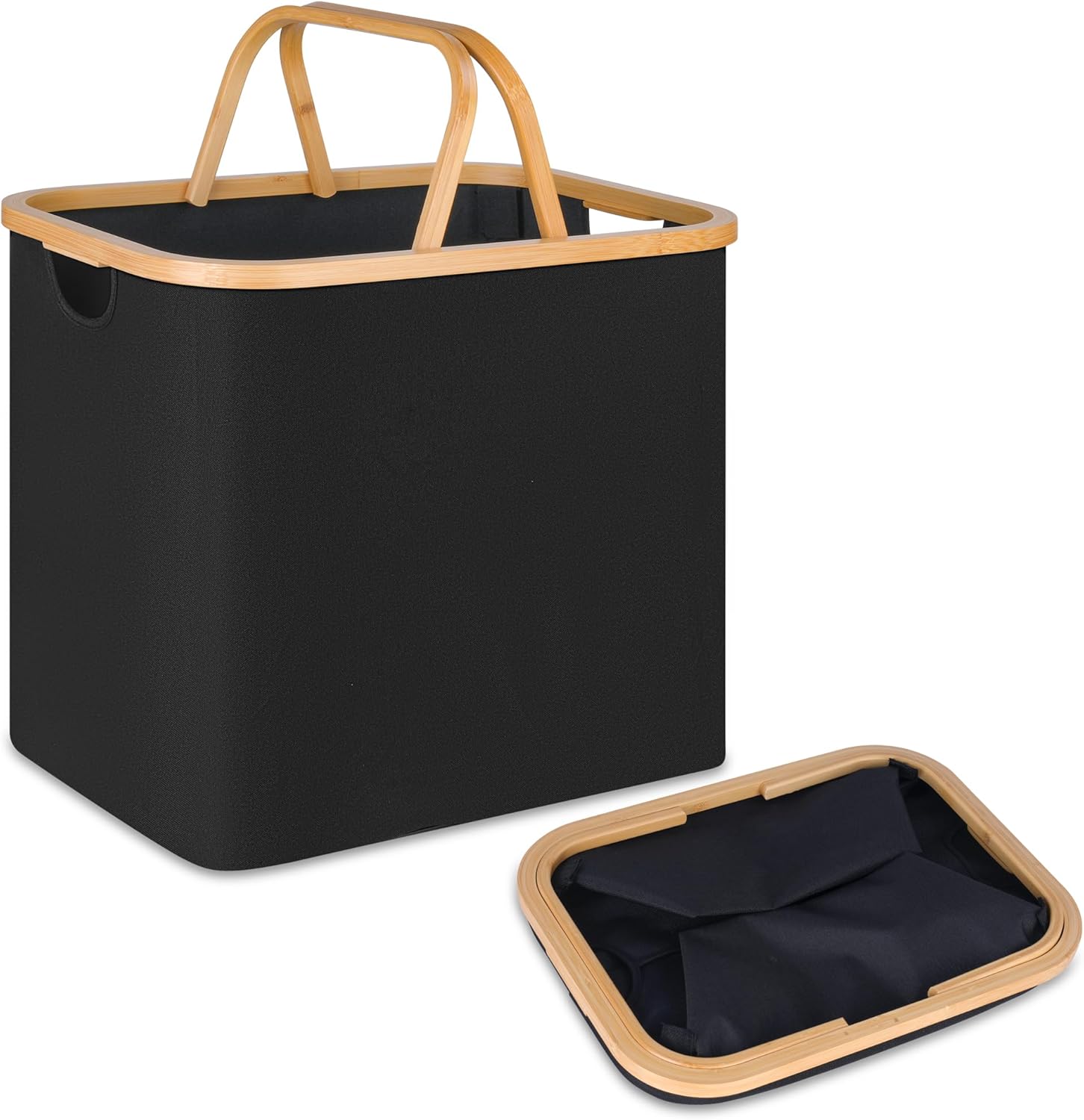 Efluki 60L Black Collapsible Laundry Basket with Handles