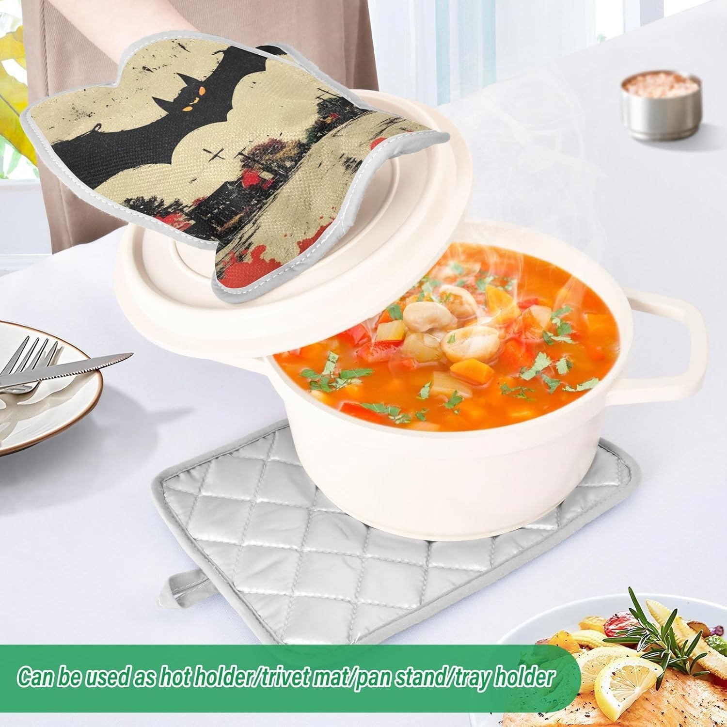 AIXIWAWA Halloween Retro Bat 2-Pack Pot Holders