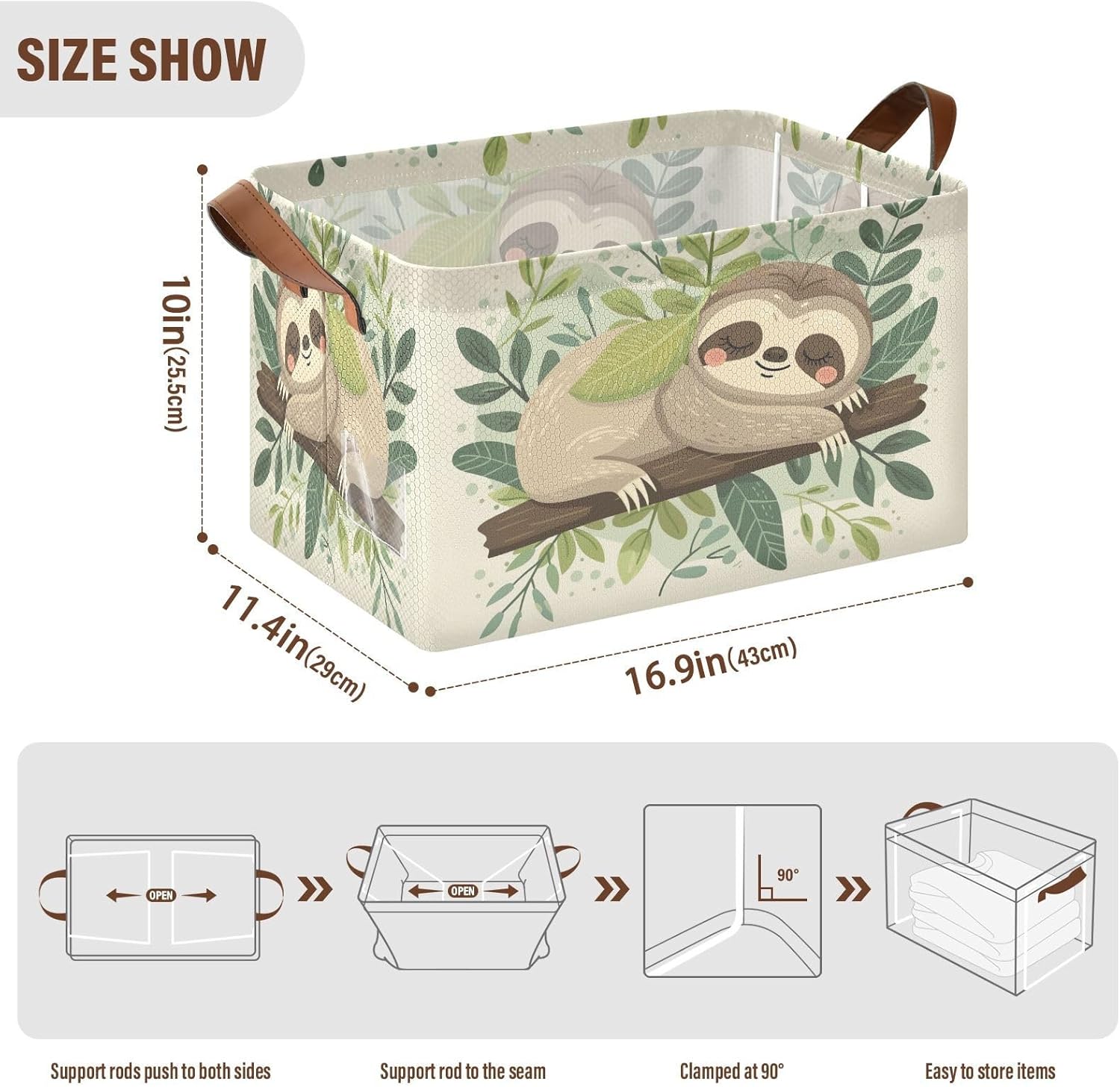 Sloth Storage Basket 32L Collapsible Waterproof Easy to Organize