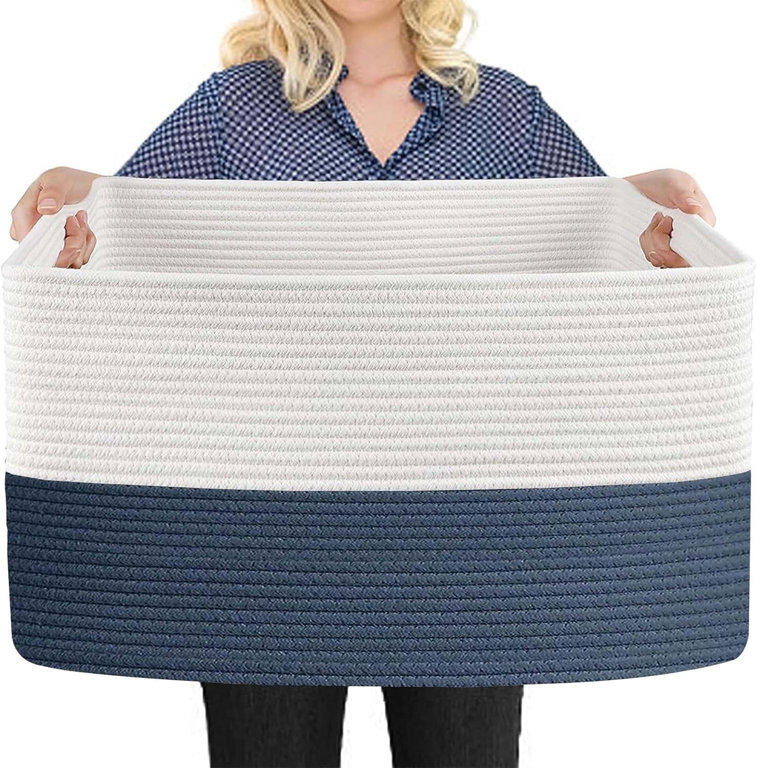 Extra Large Kids Storage Basket Dark Blue Multi-Functional Organization