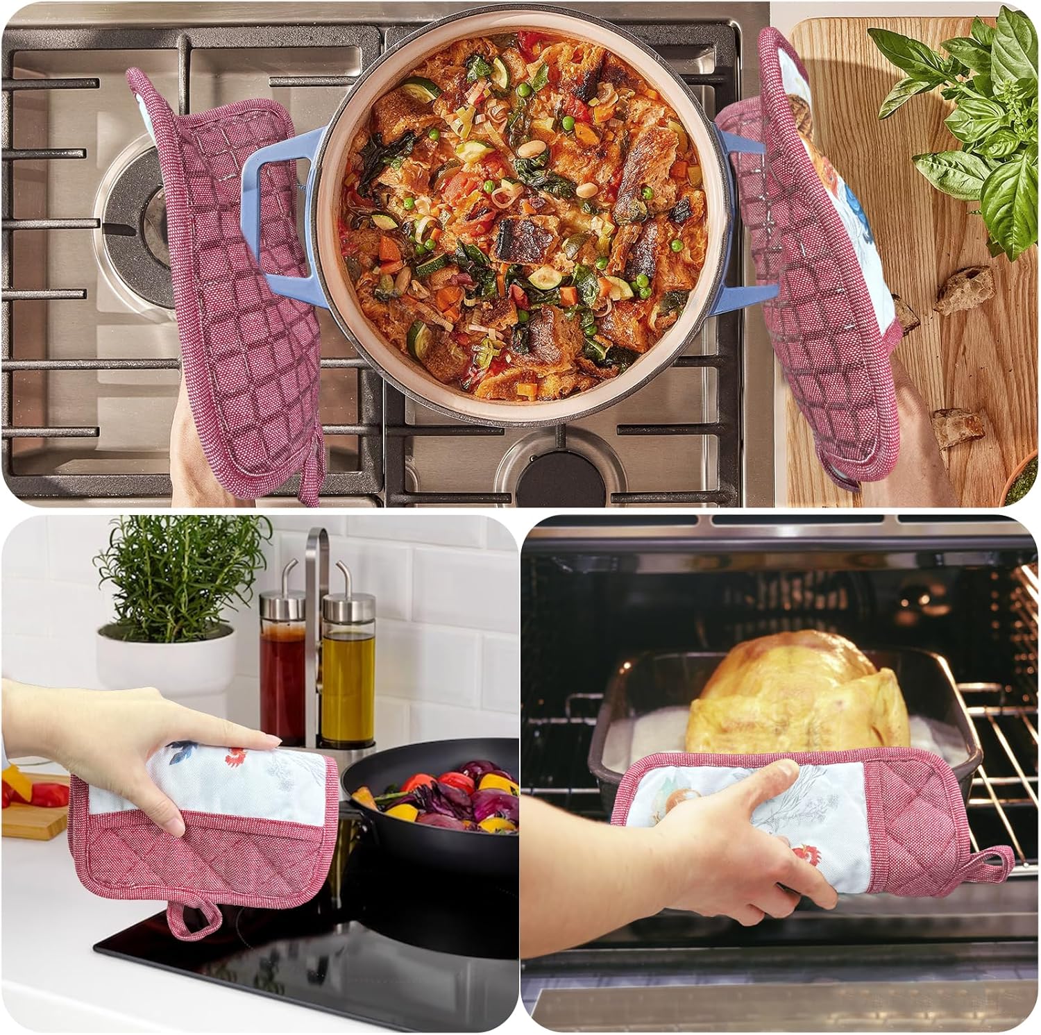 3PK Set silicone heat resistant pot holders