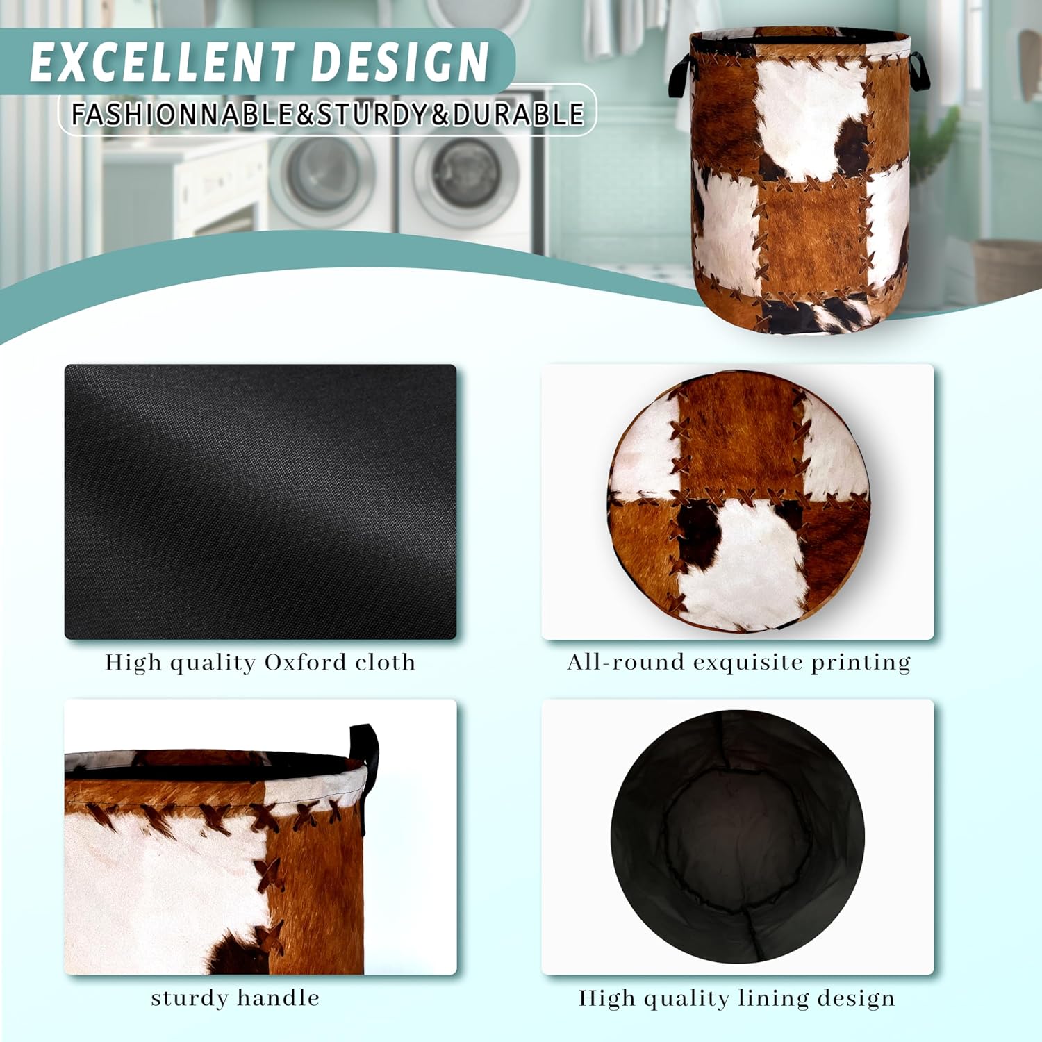 Unique Retro Cows Print Foldable Storage Organizer for Home Car