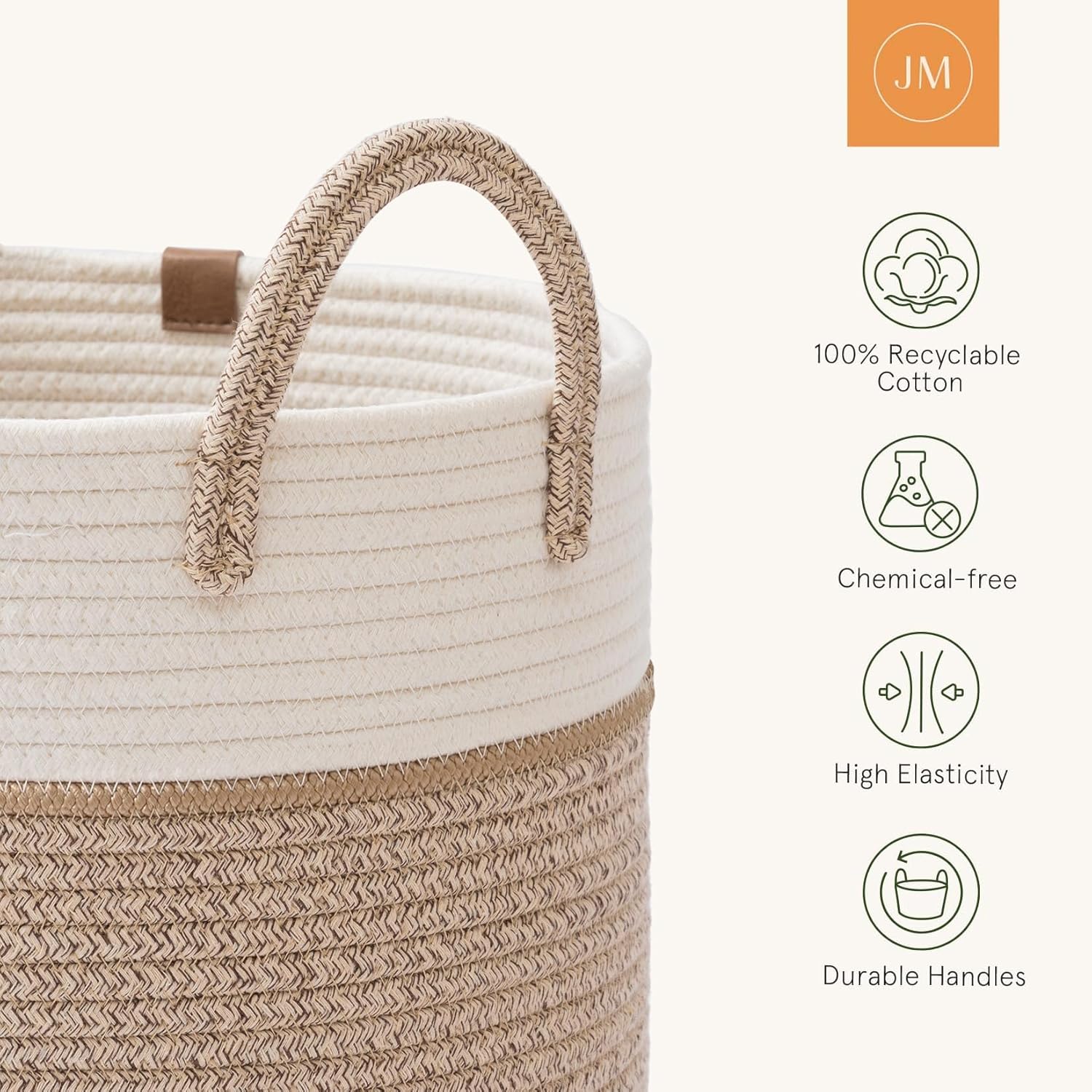 LA JOLIE MUSE 72L Durable Cotton Laundry Basket