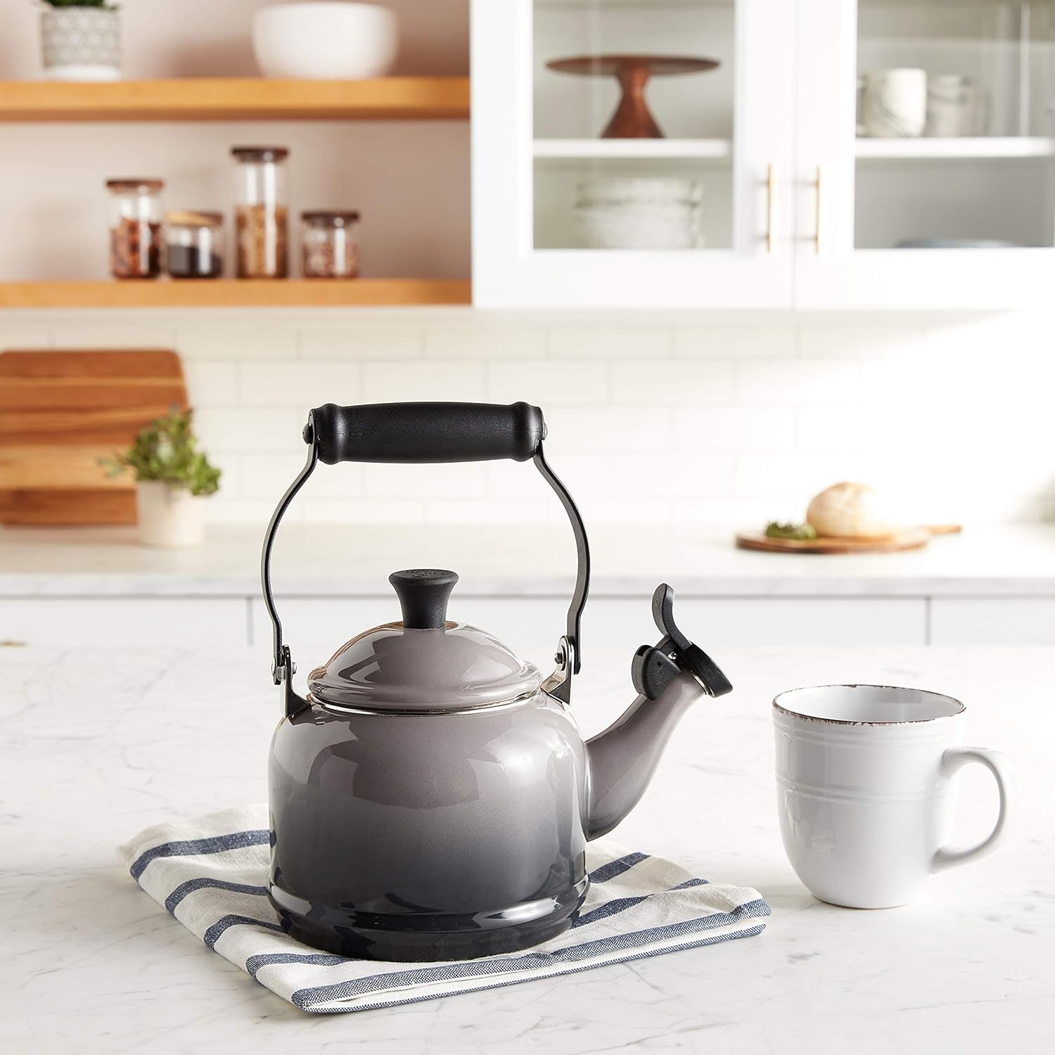 Le Creuset Enamel On Steel Demi Tea Kettle 125 qt Oyster