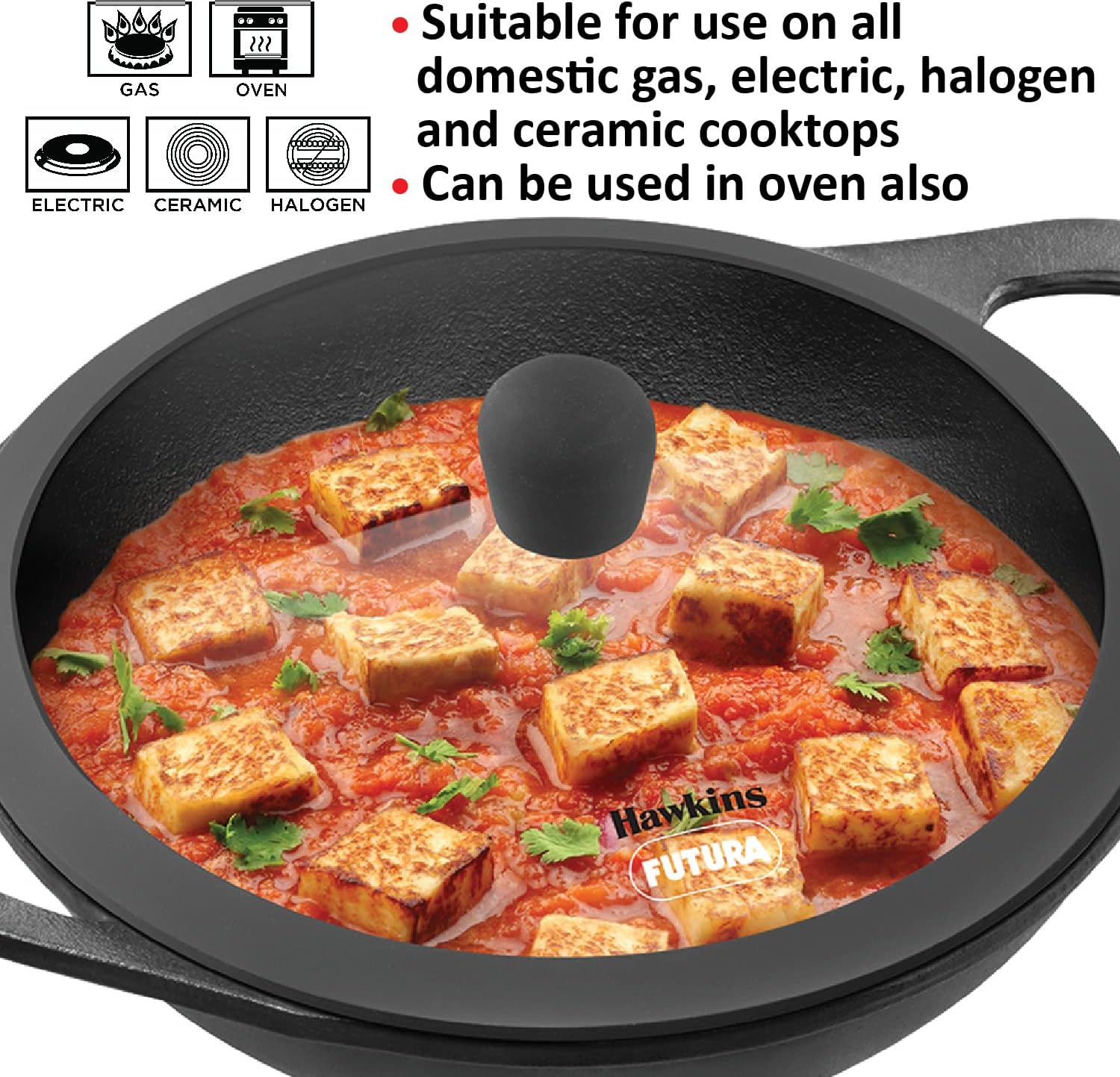 HAWKINS Futura 2L Cast Iron Kadhi Nonstick for Perfect Cooks