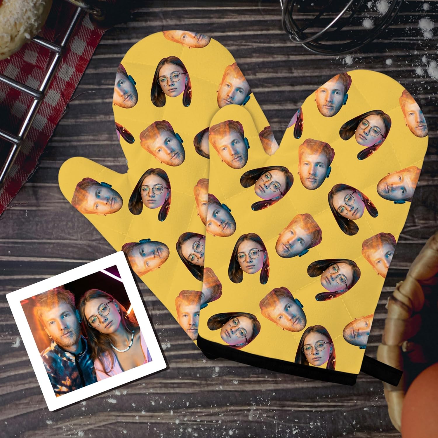 Personalized Oven Mitts Set Heat-Resistant and Durable for Cooking and BBQ