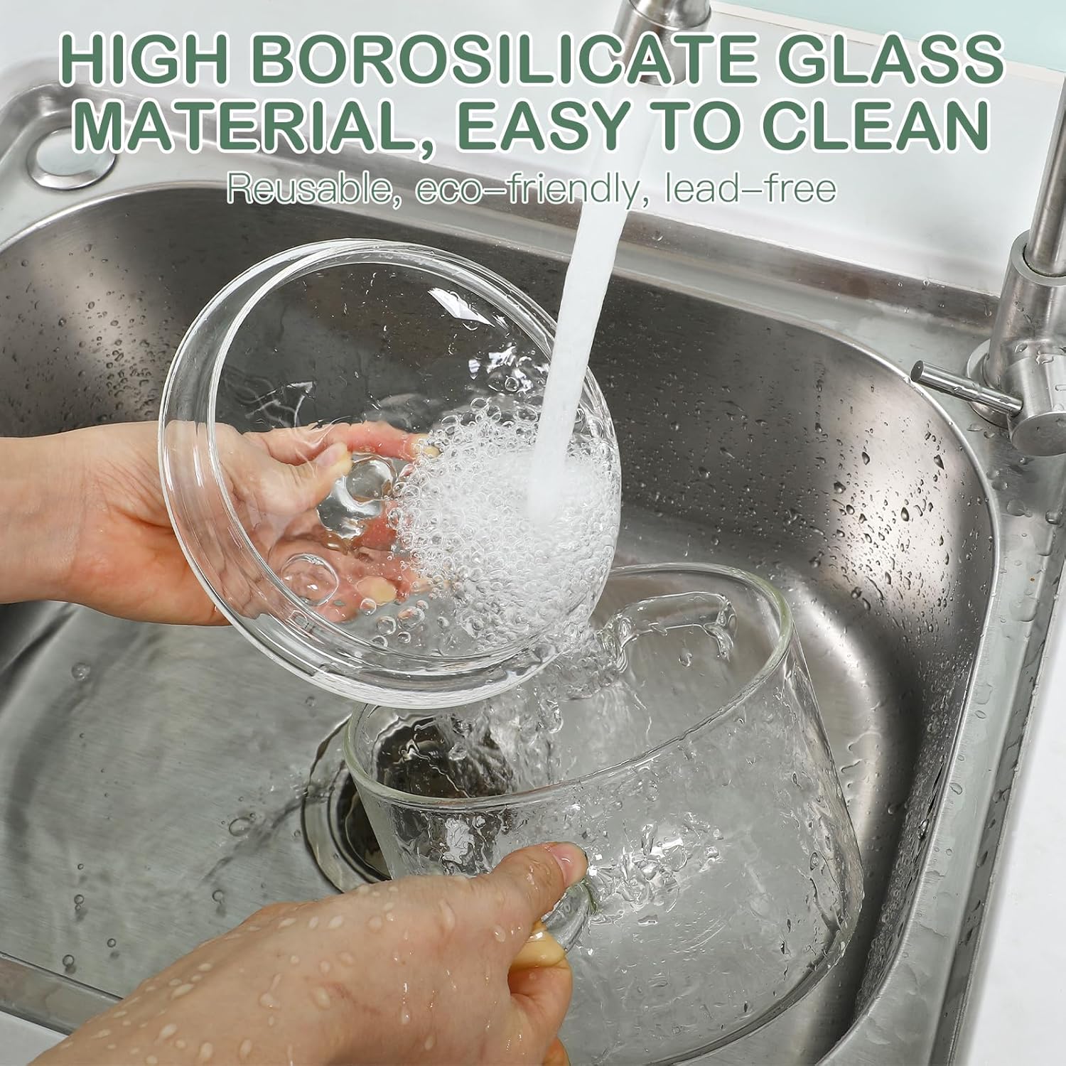 EROGO Essential Glass Saucepan with Lid 1900ml Heat-Resistant