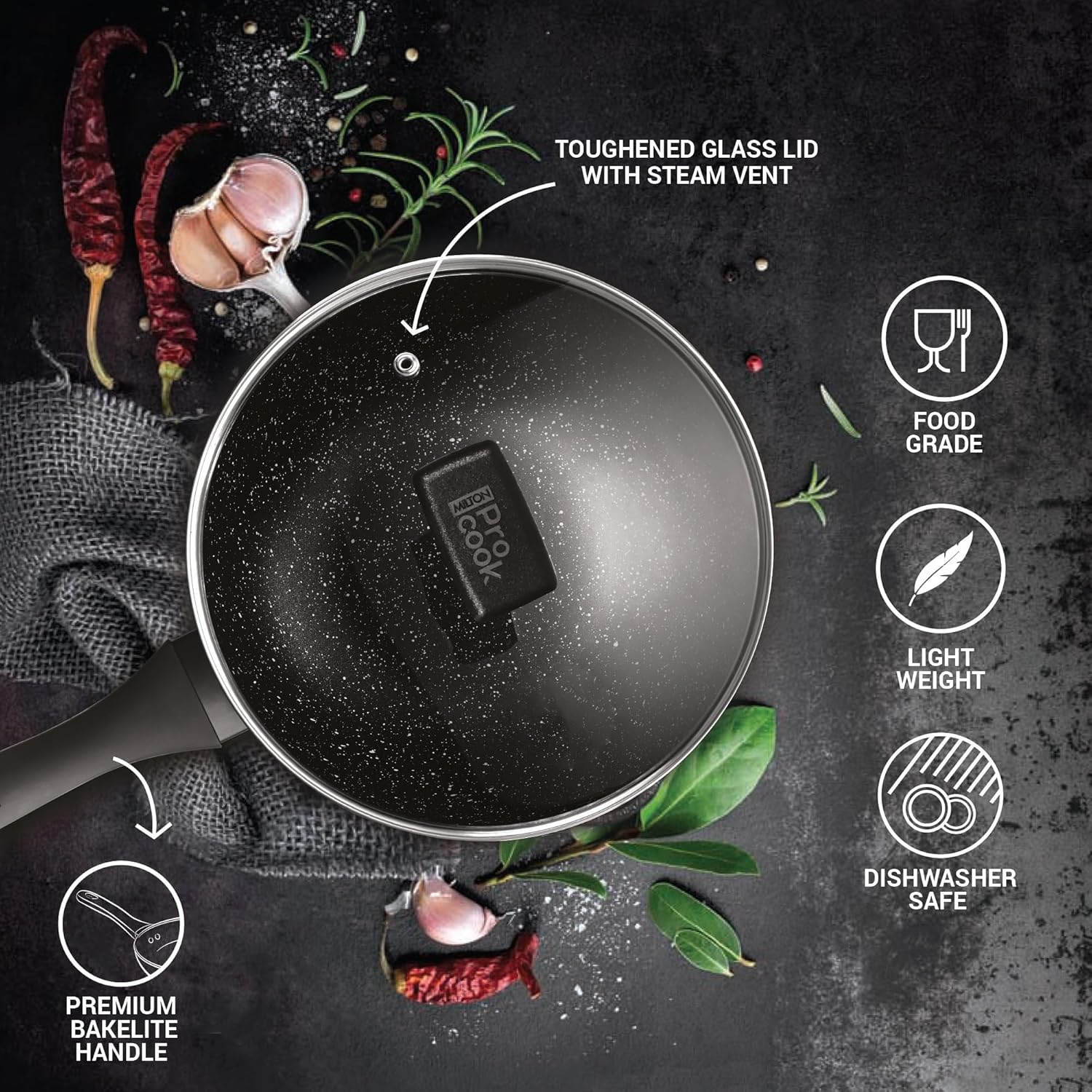 MILTON Pro Cook 8-inch Nonstick Frying Pan with Lid