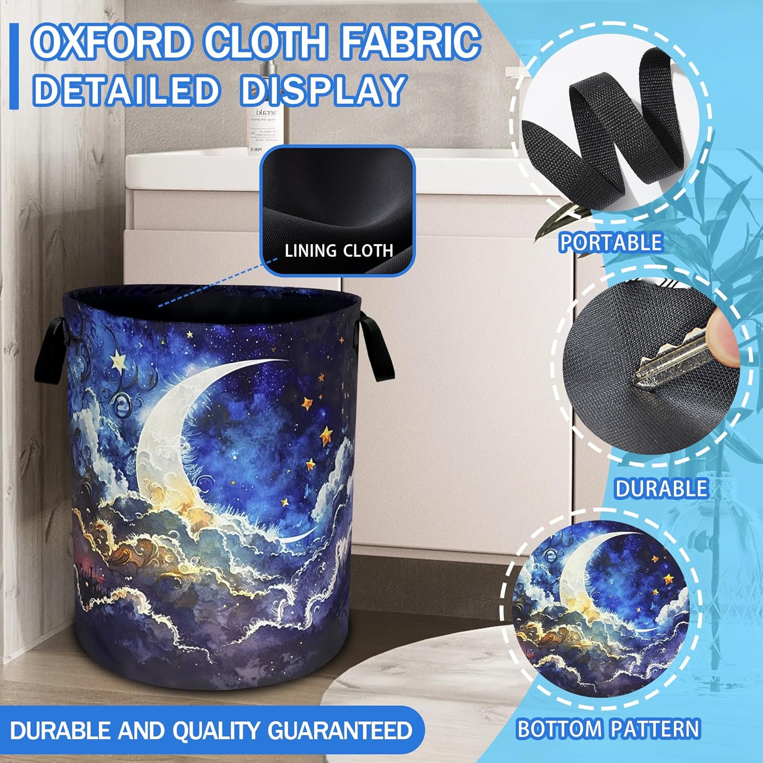 RKYAFFERISMA Night Moon Foldable Laundry Basket