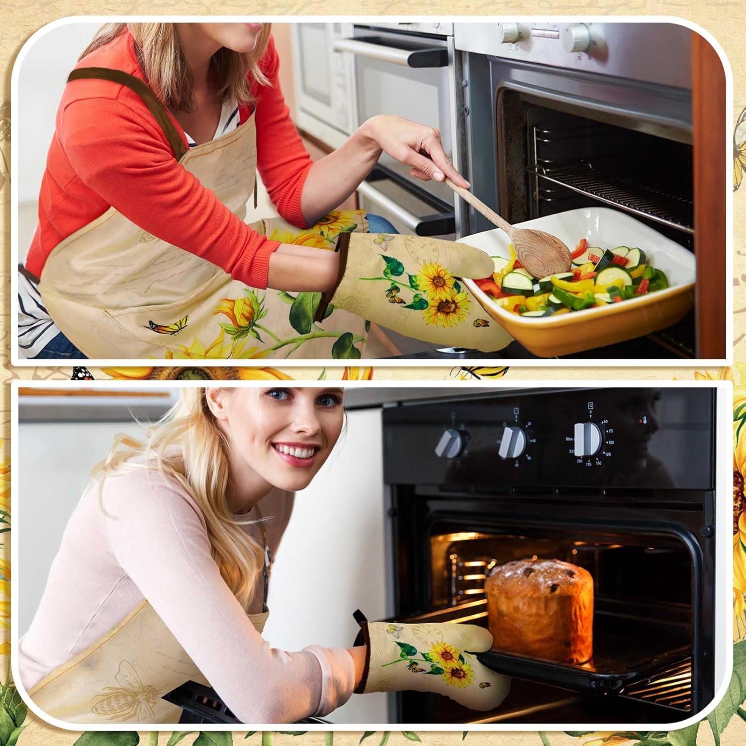 Bencailor 7 Pcs Kitchen Towels Set with Oven Mitt and Apron