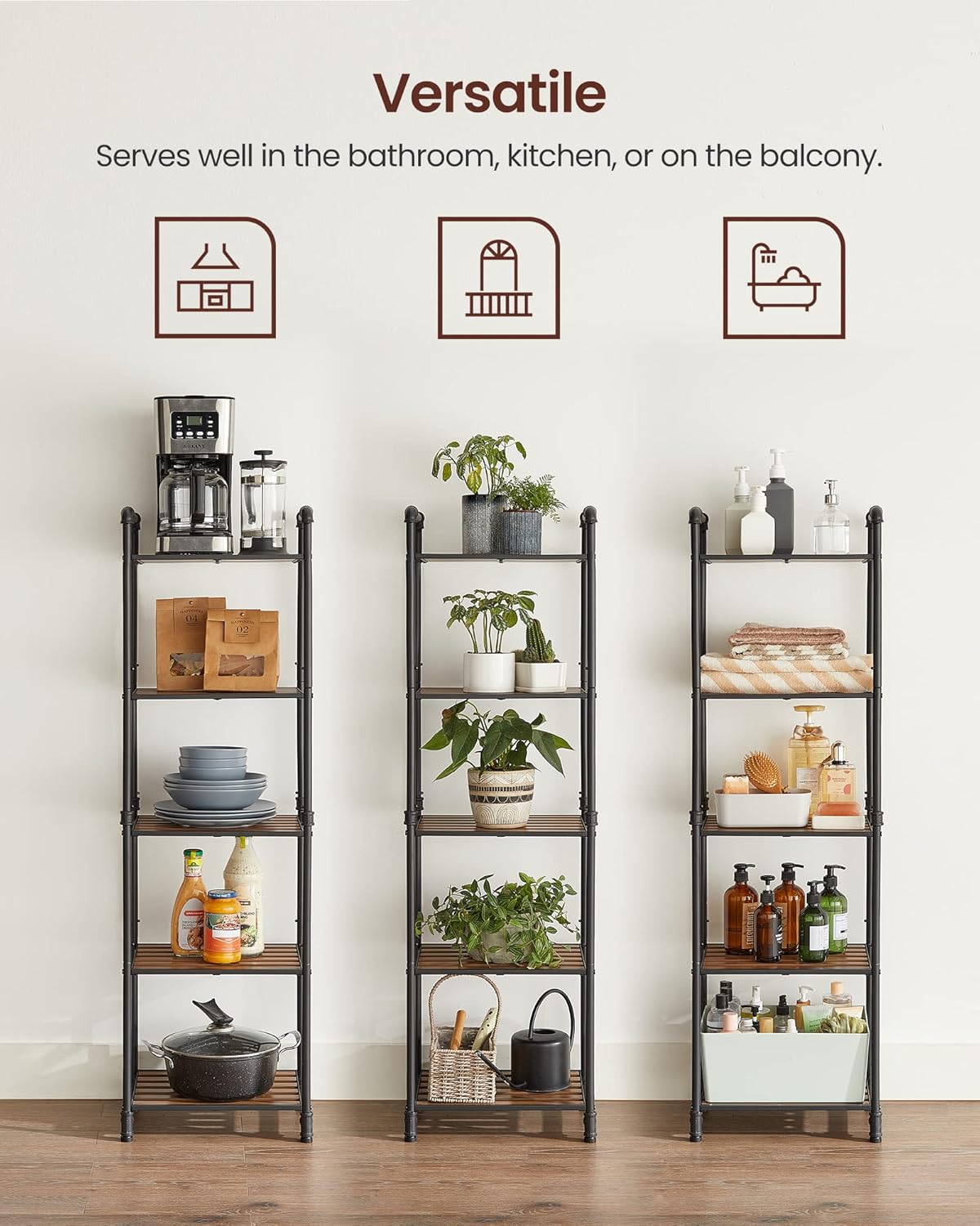Vasagle Bath Storage Rustic Brown