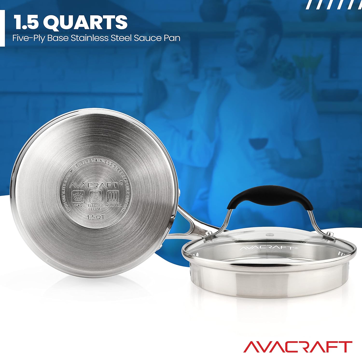 Stainless Steel Multurpose Saucepan with Glass Lid