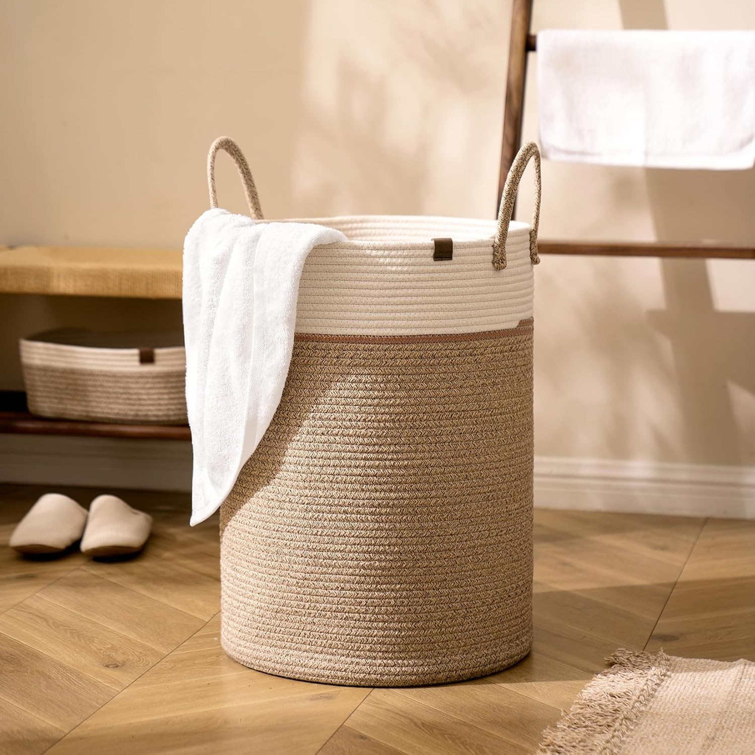 LA JOLIE MUSE 72L Durable Cotton Laundry Basket
