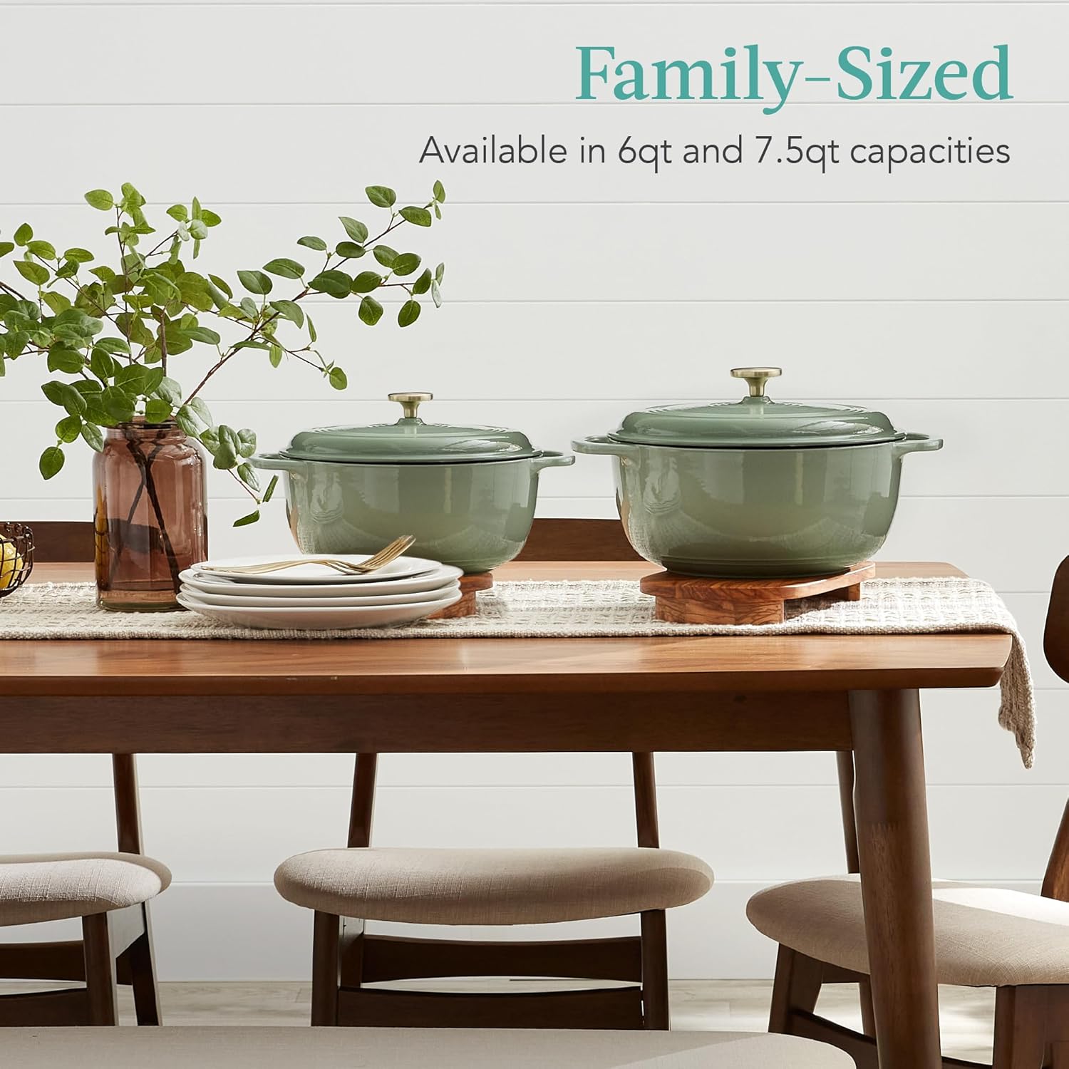6 Quart Cast-Iron Dutch Oven - Sage Green