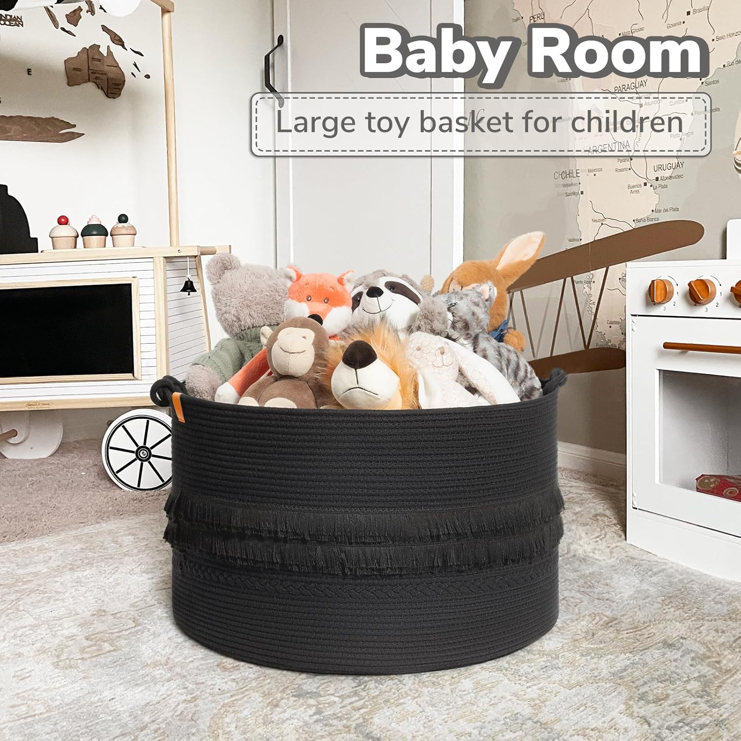 CherryNow - Premier Extra Large Black Laundry Basket