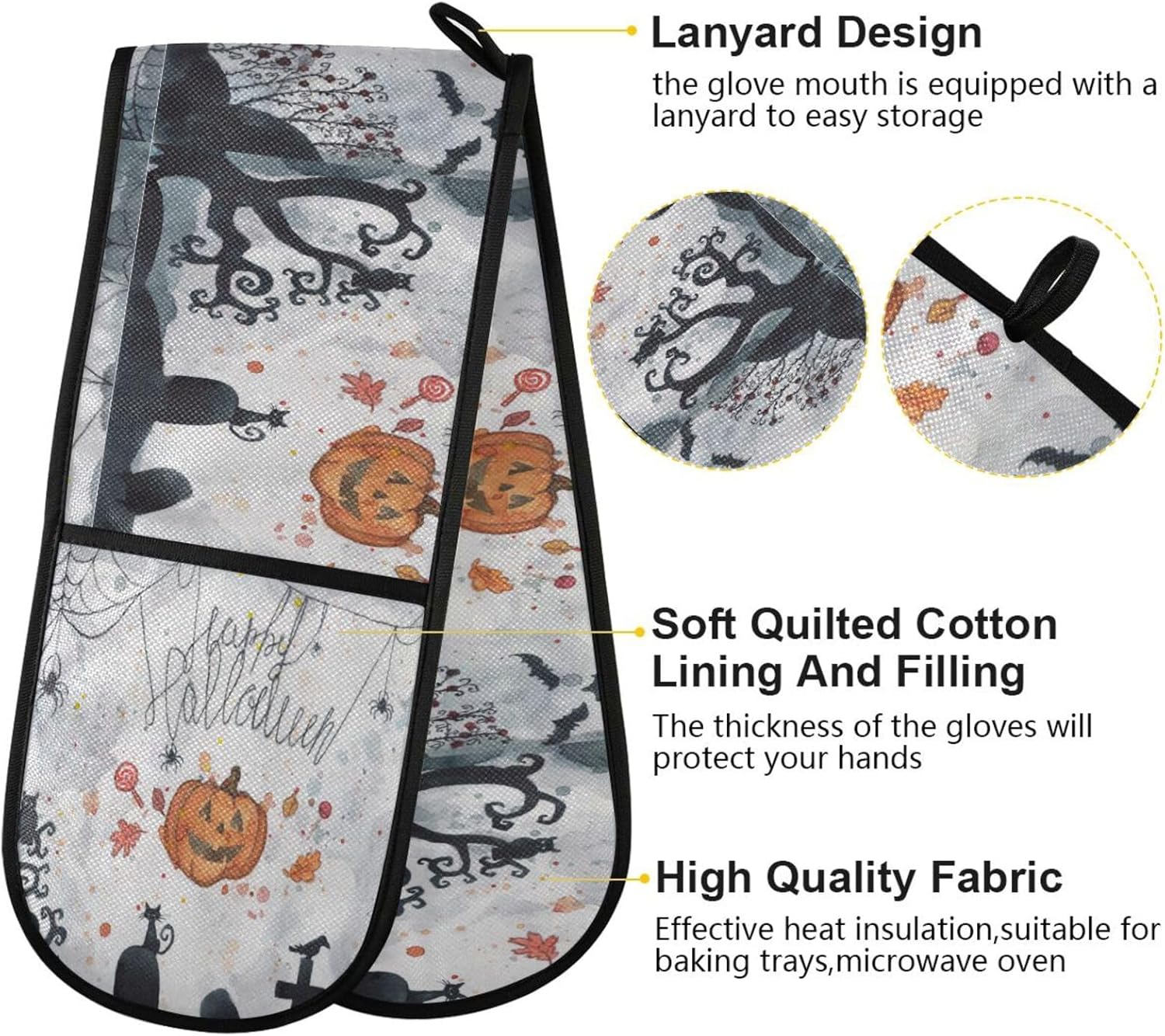 Halloween Cobweb cemetery bats cat pumpkin chili pepper spiced pot holder