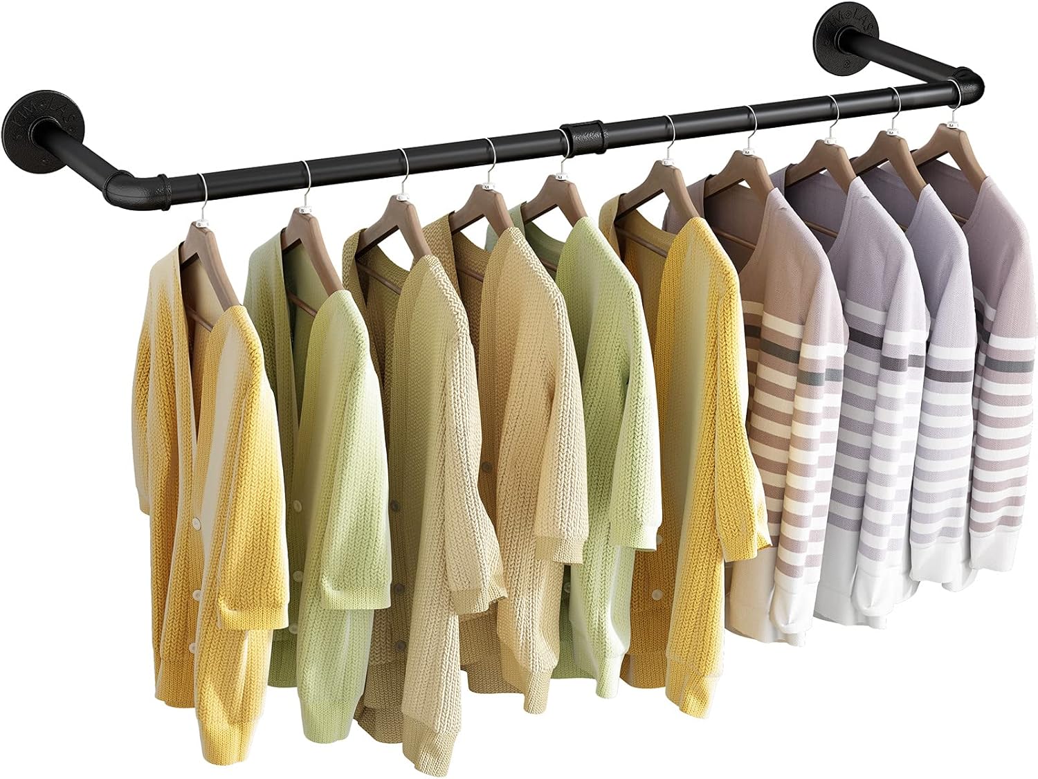 Industrial Pipe Wall-Mounted Clothes Rack - Durable Rust-Resistant