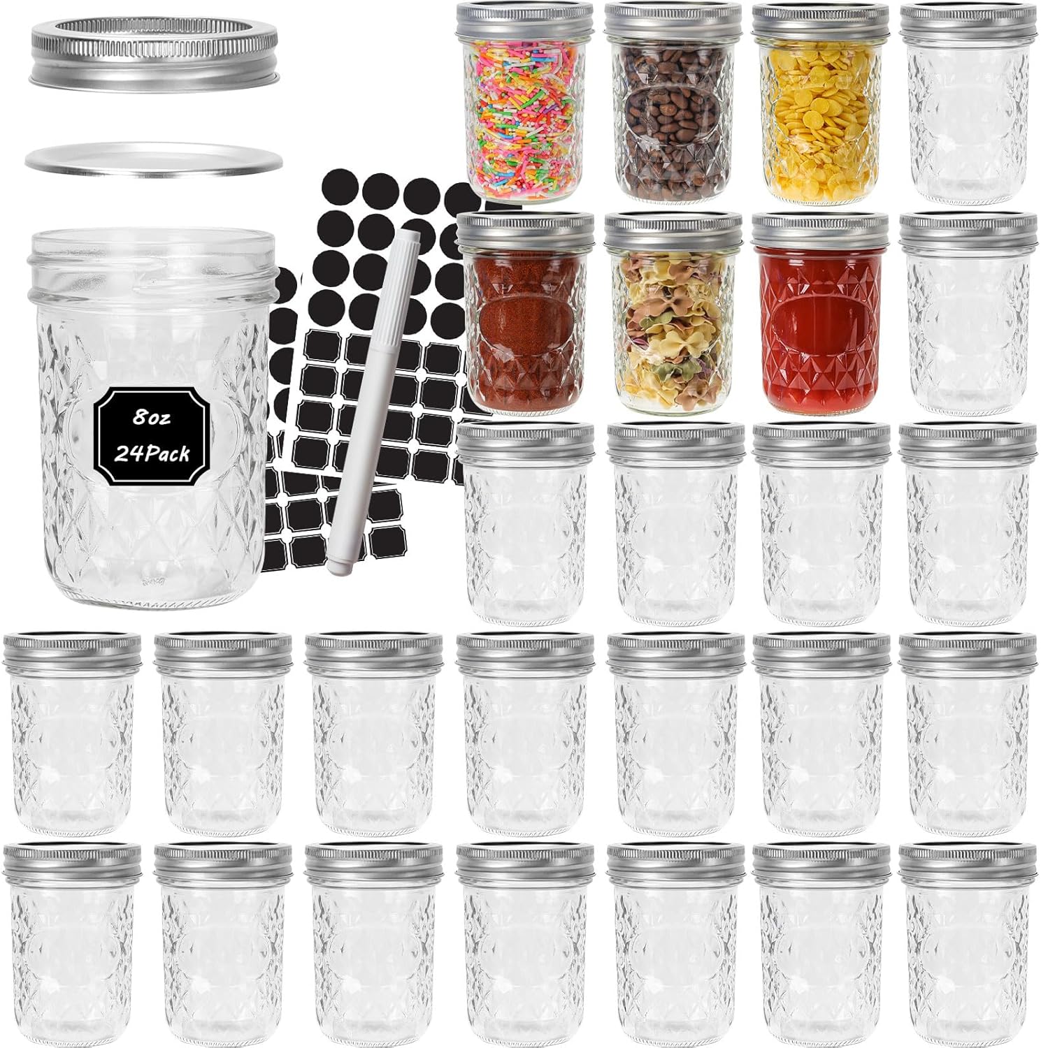 CycleMore Mason Jars 8 oz 24 Pack Canning Set