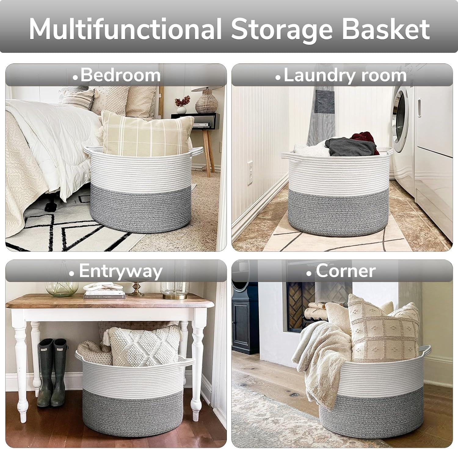 Goodpick Extra Large Rope Basket 83L Perfect for Storage
