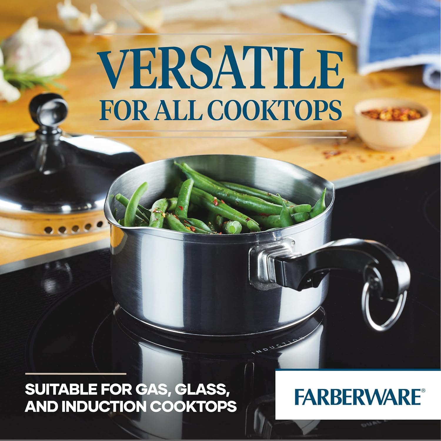Farberware Classic Stainless Steel 1-Quart Straining Saucepan Silver