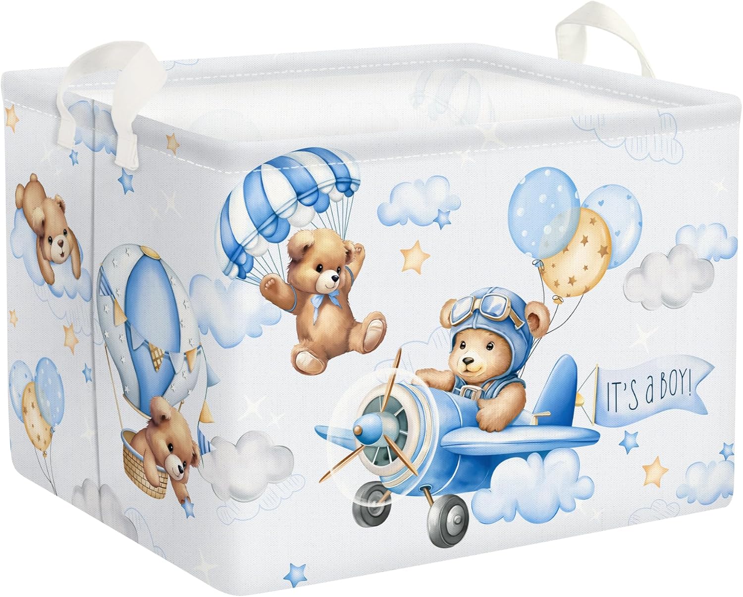 Clastyle 36L Blue Pilot Bear Boy Collapsible Storage Basket