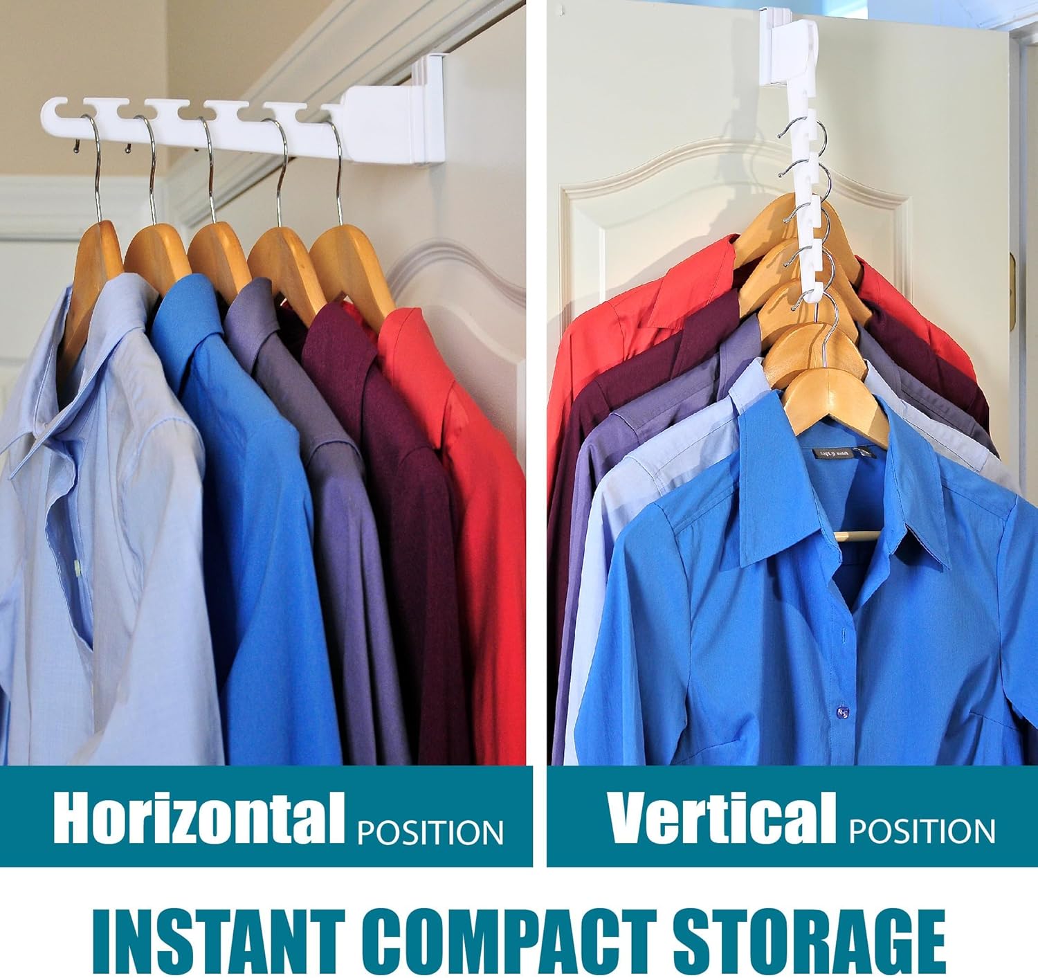Freestanding over-the-door hanger organizer with 3-pack